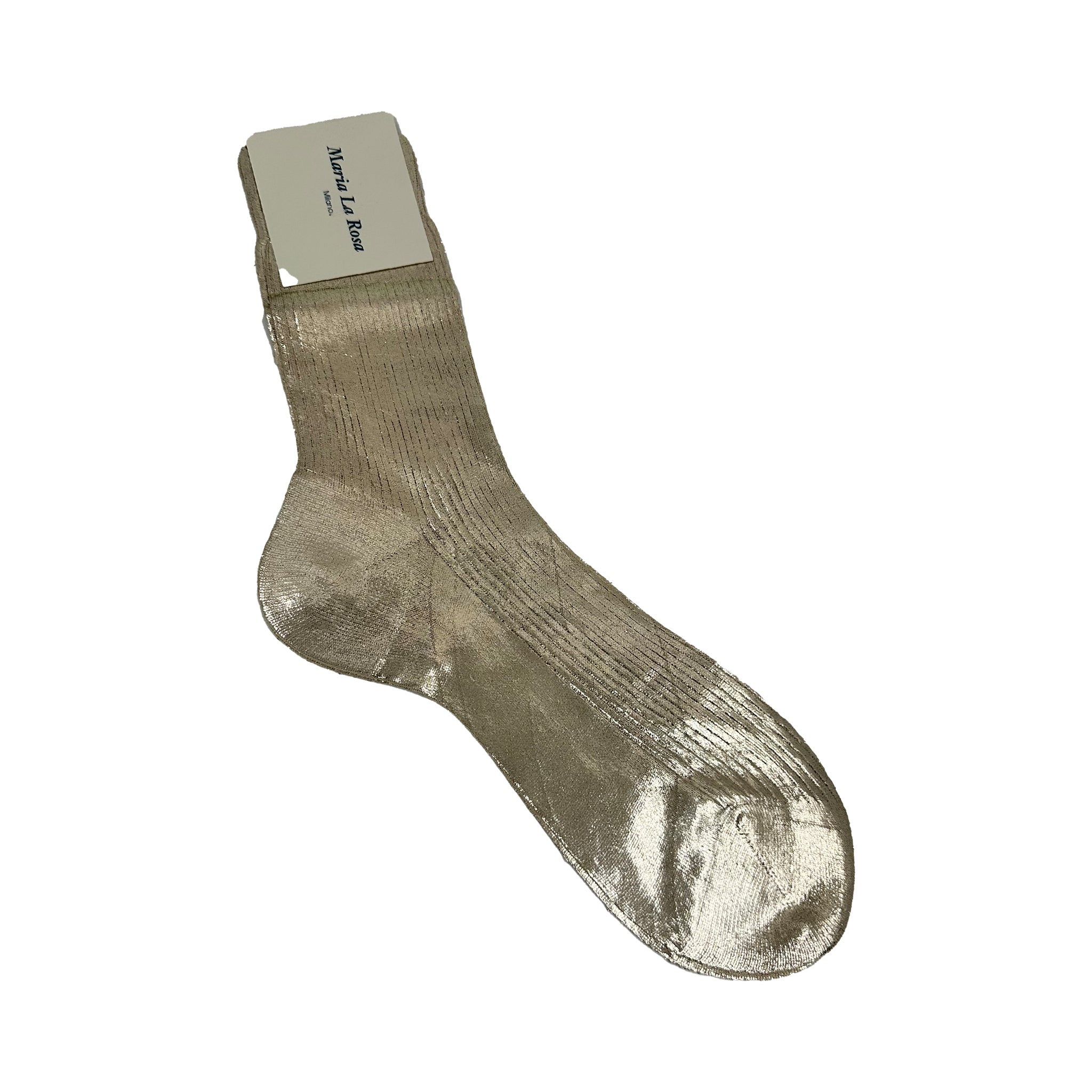 One Ribbed Laminated Sock - Platino