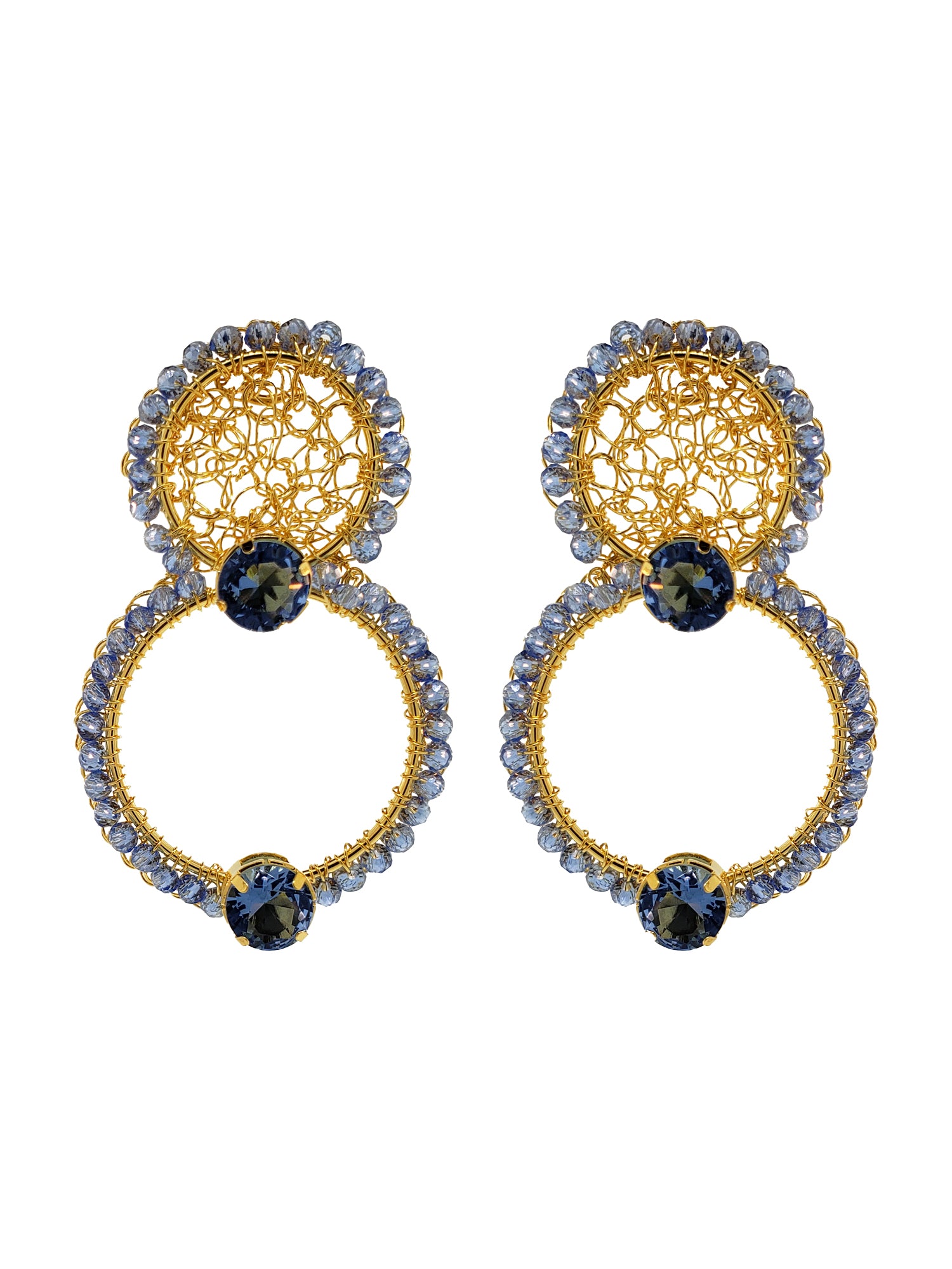 Prisma Mesh Double Earrings - Sapphire