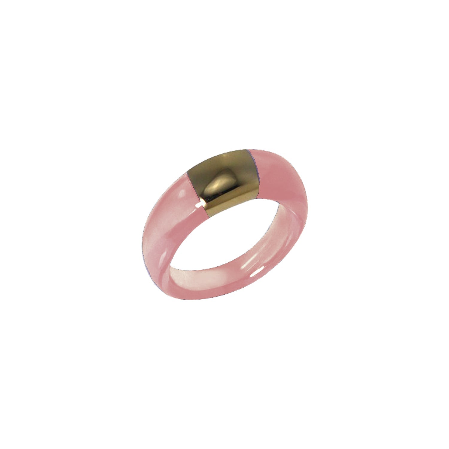 Spicy Raspberry Resin Ring With Gold Detail
