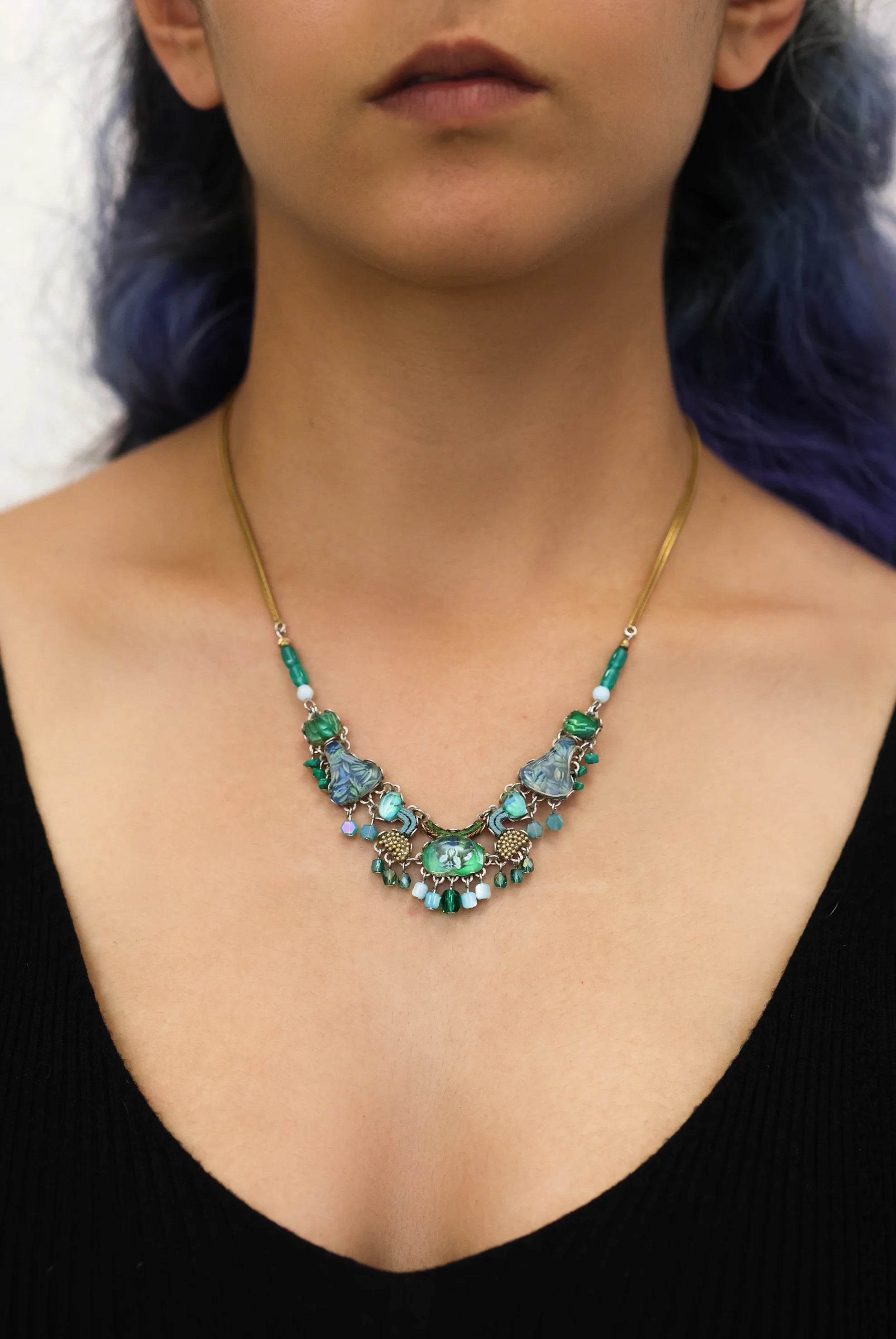 Green Handcrafted Necklace Meadow Set, Silas