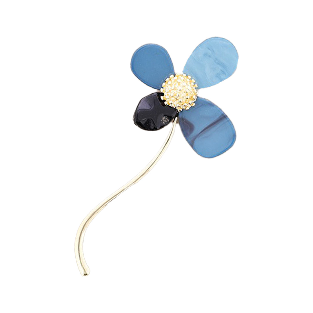 Resin Metal flower Brooch - Blue