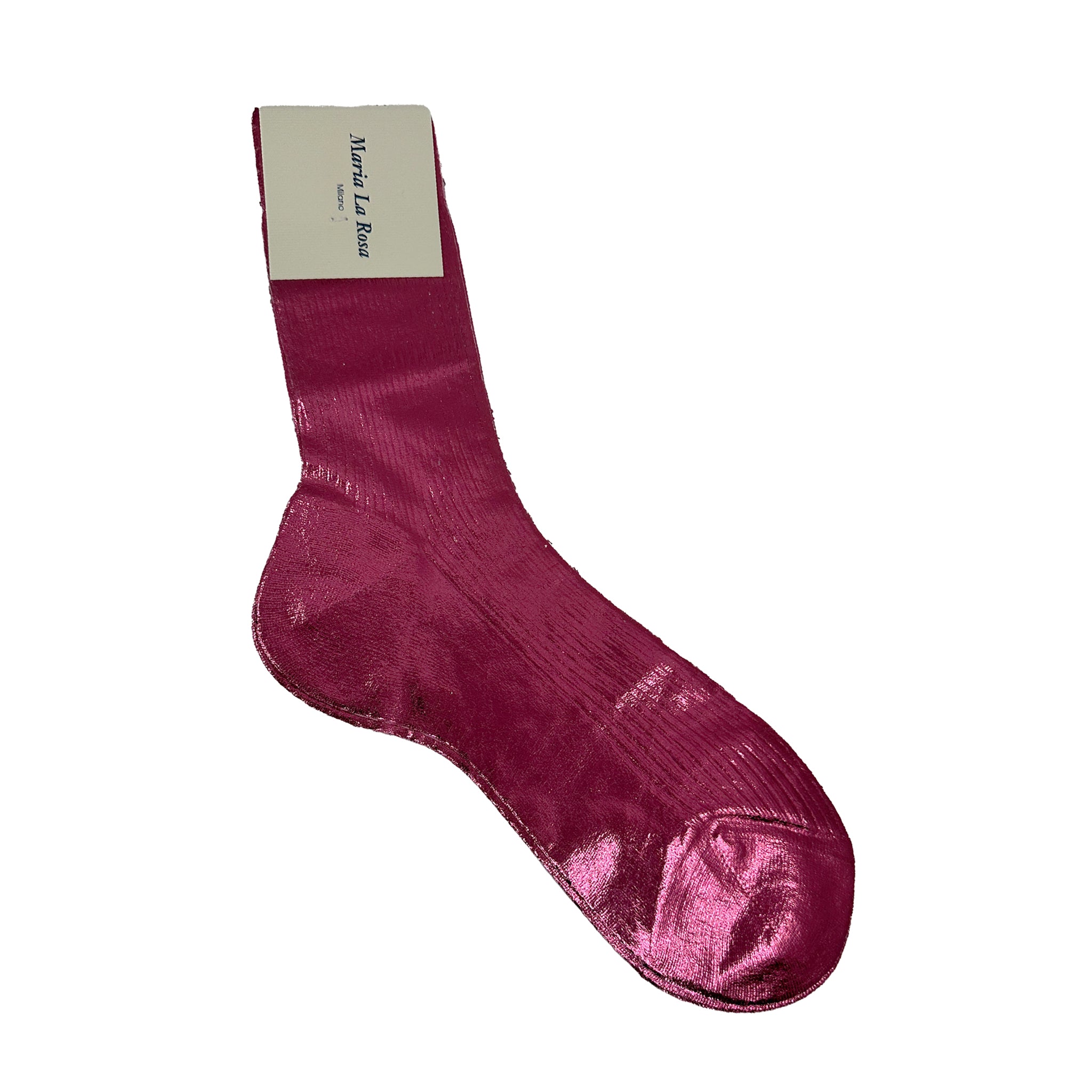 One Ribbed Laminated Sock - Rosa Antico