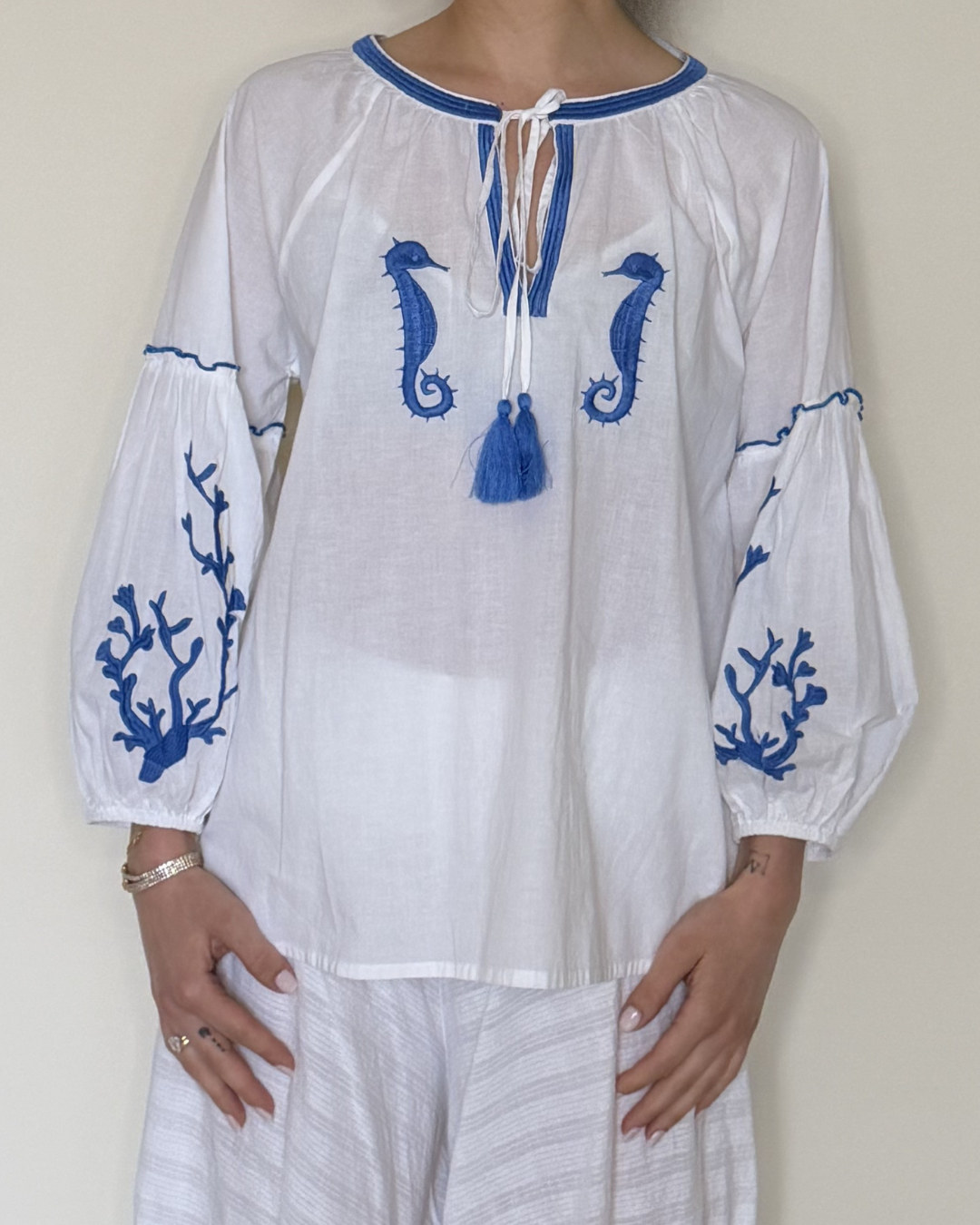 Sea Horse Cotton Blouse