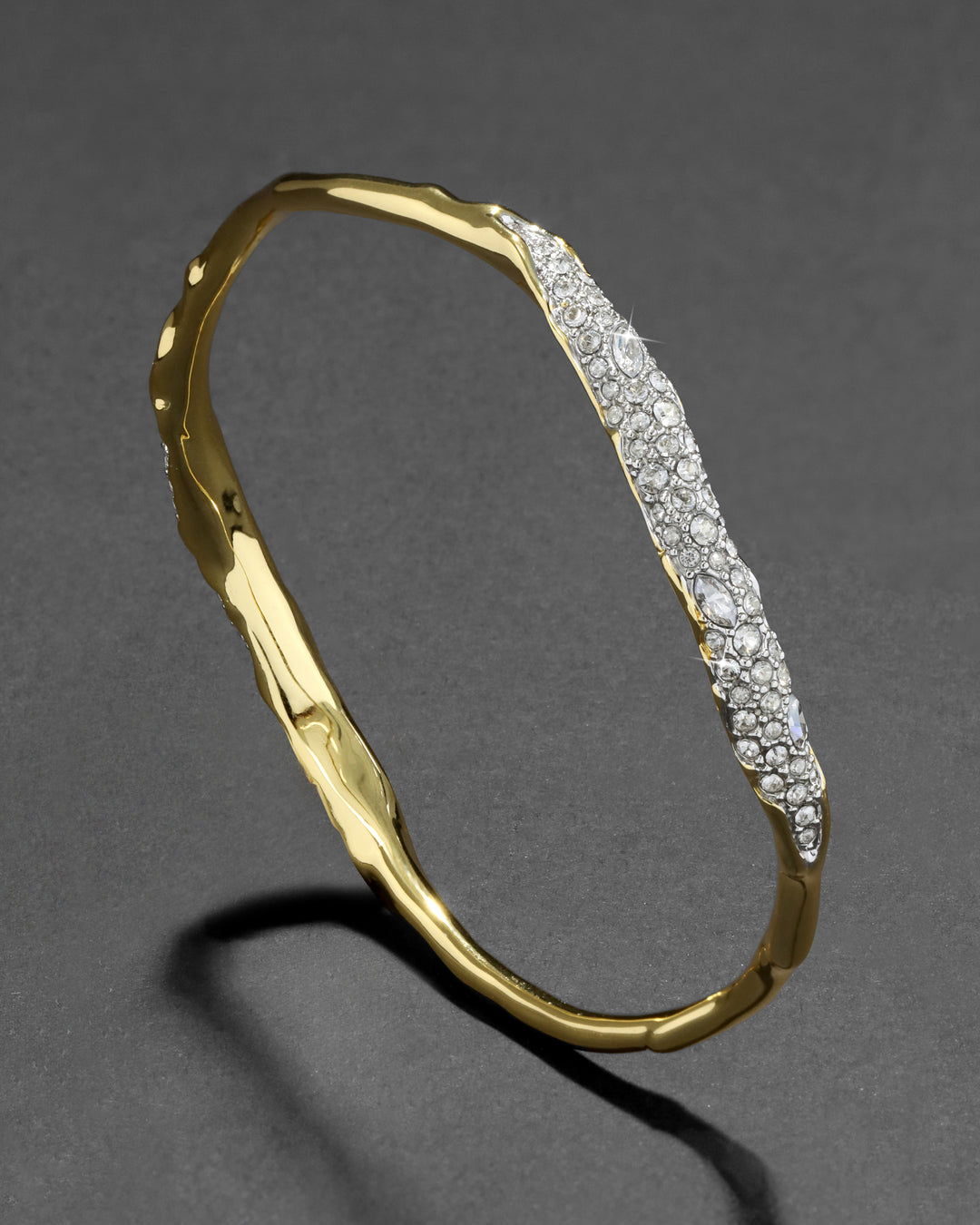 Solanales Gold Crystal Skinny Bangle Bracelet