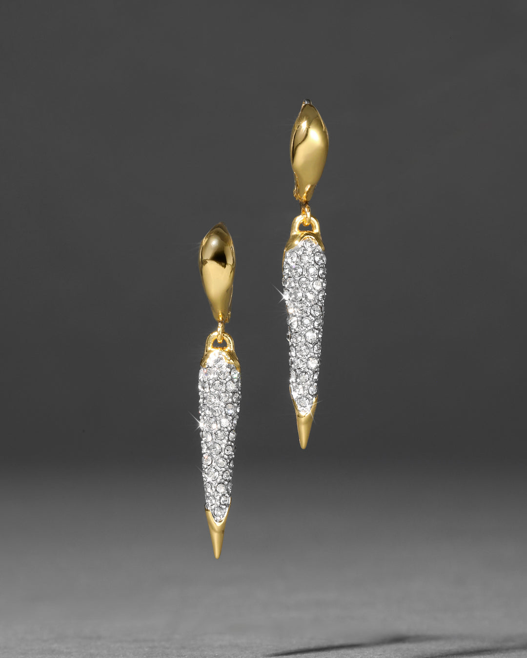 Solanales Gold Crystal Spear Leverback Earring