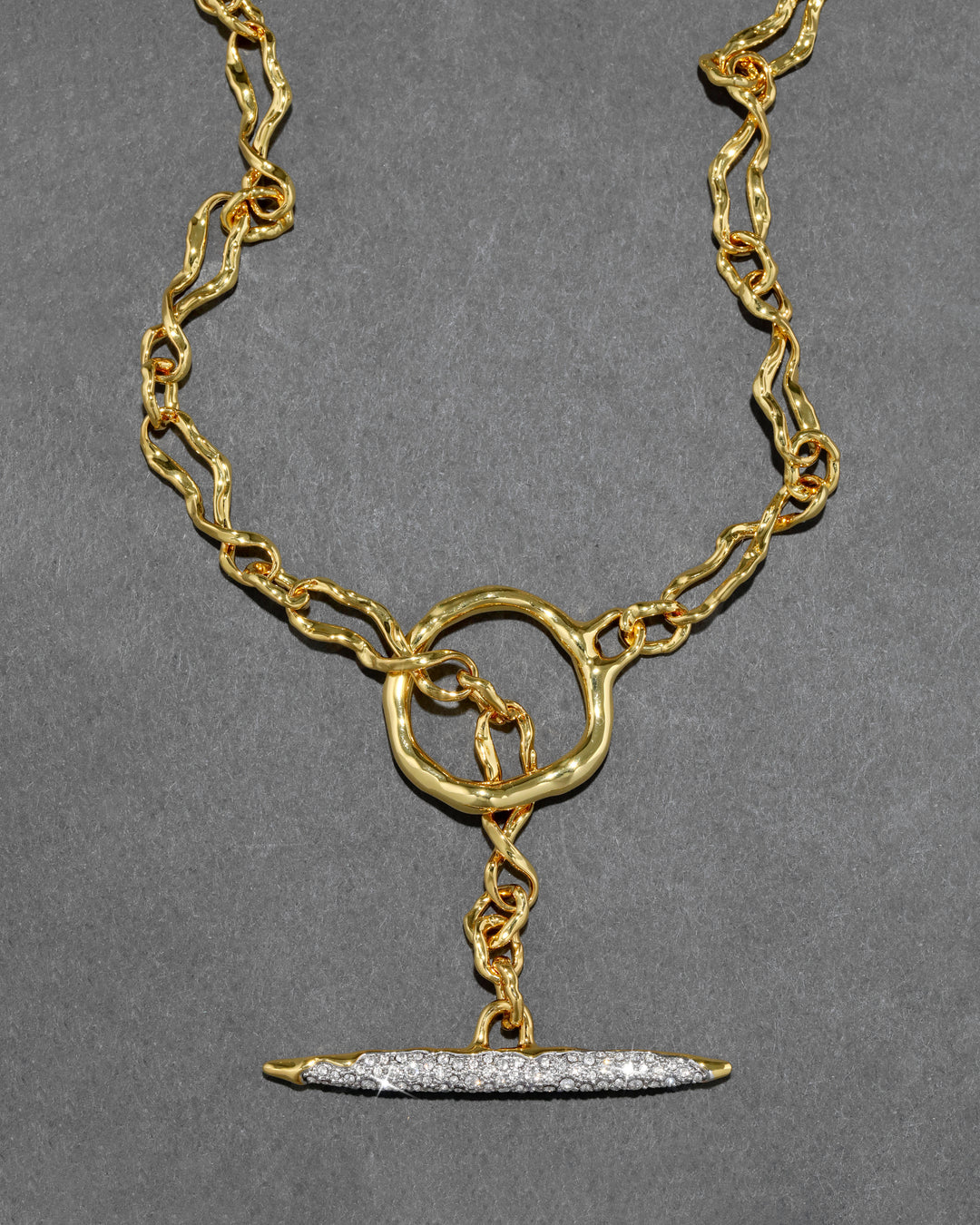 Solanales Gold Crystal Toggle Necklace