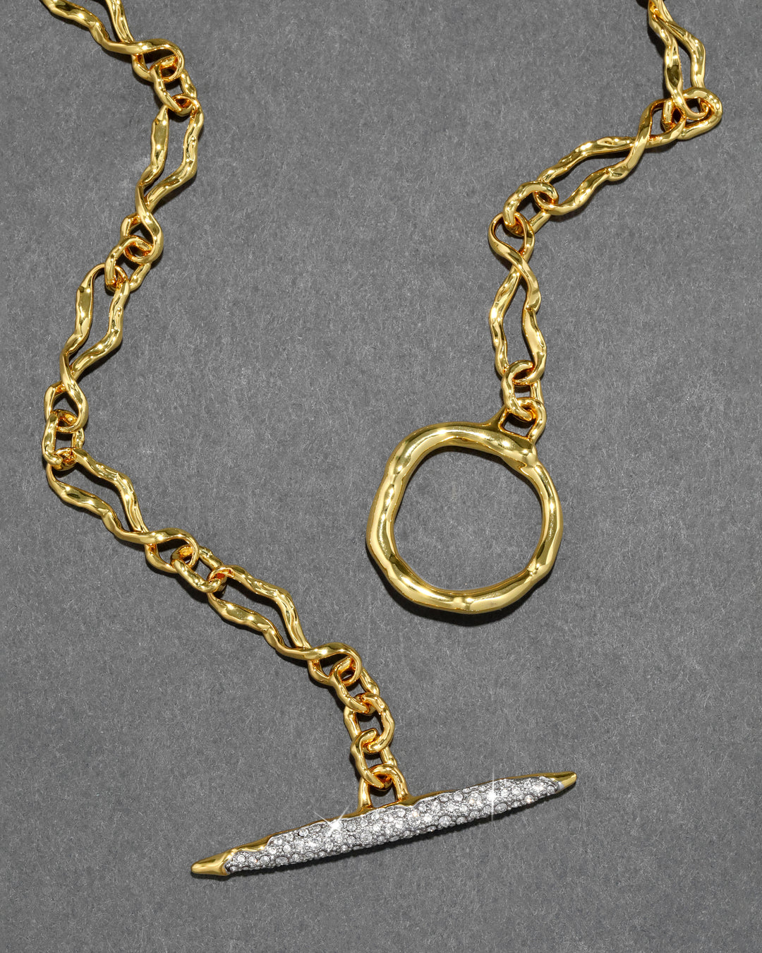 Solanales Gold Crystal Toggle Necklace