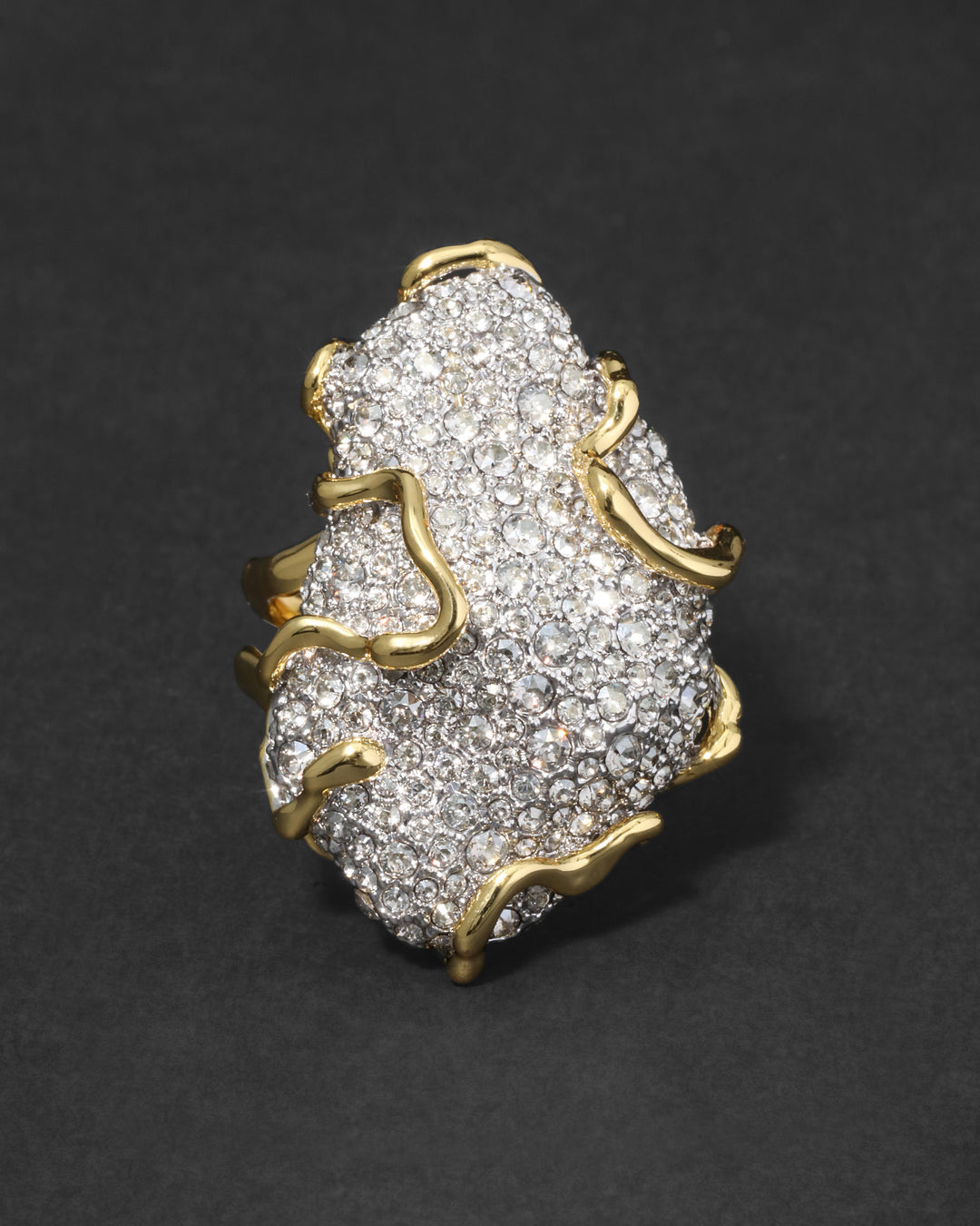 Solanales Large Crystal Pave Geode Ring