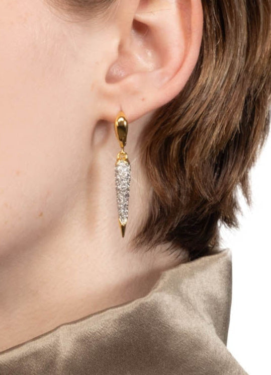 Solanales Gold Crystal Spear Leverback Earring
