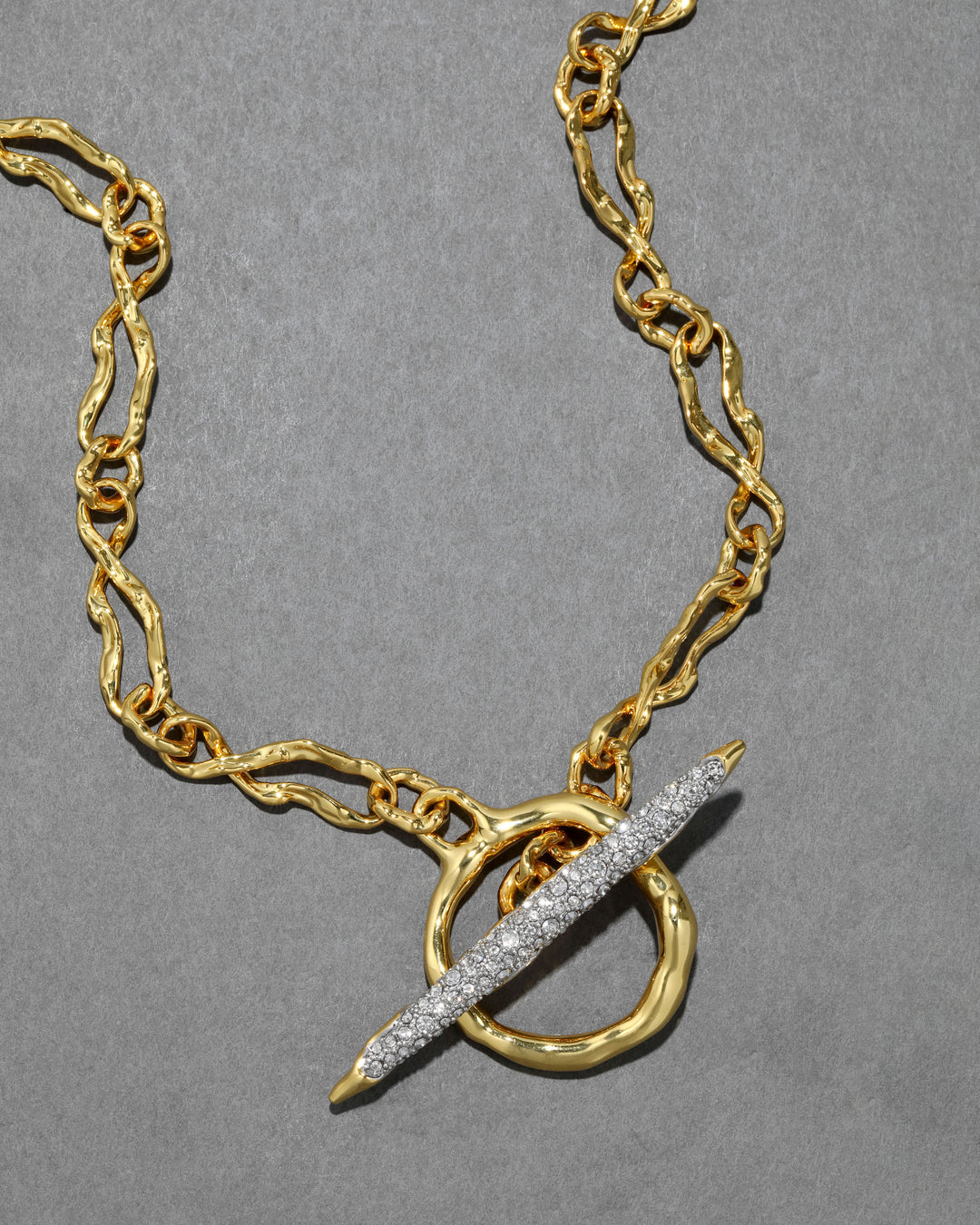 Solanales Gold Crystal Toggle Necklace