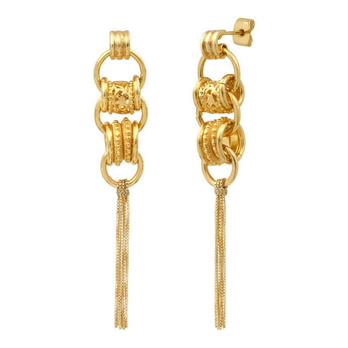 Alicudi Long Gold-Plated Metal Earrings With Stud Fastening