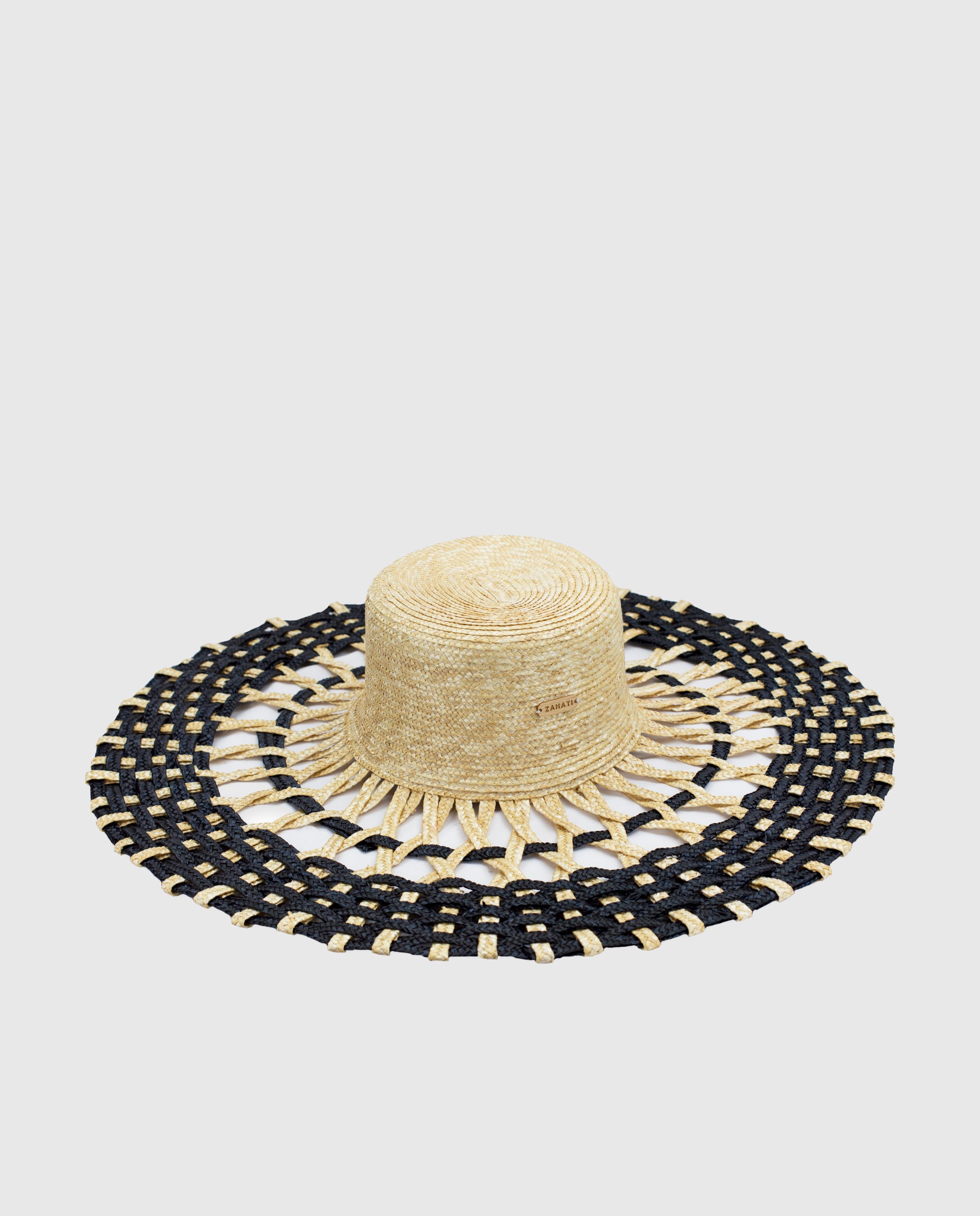 Tris-Tras Openwork Straw Sun Hat – Natural & Black