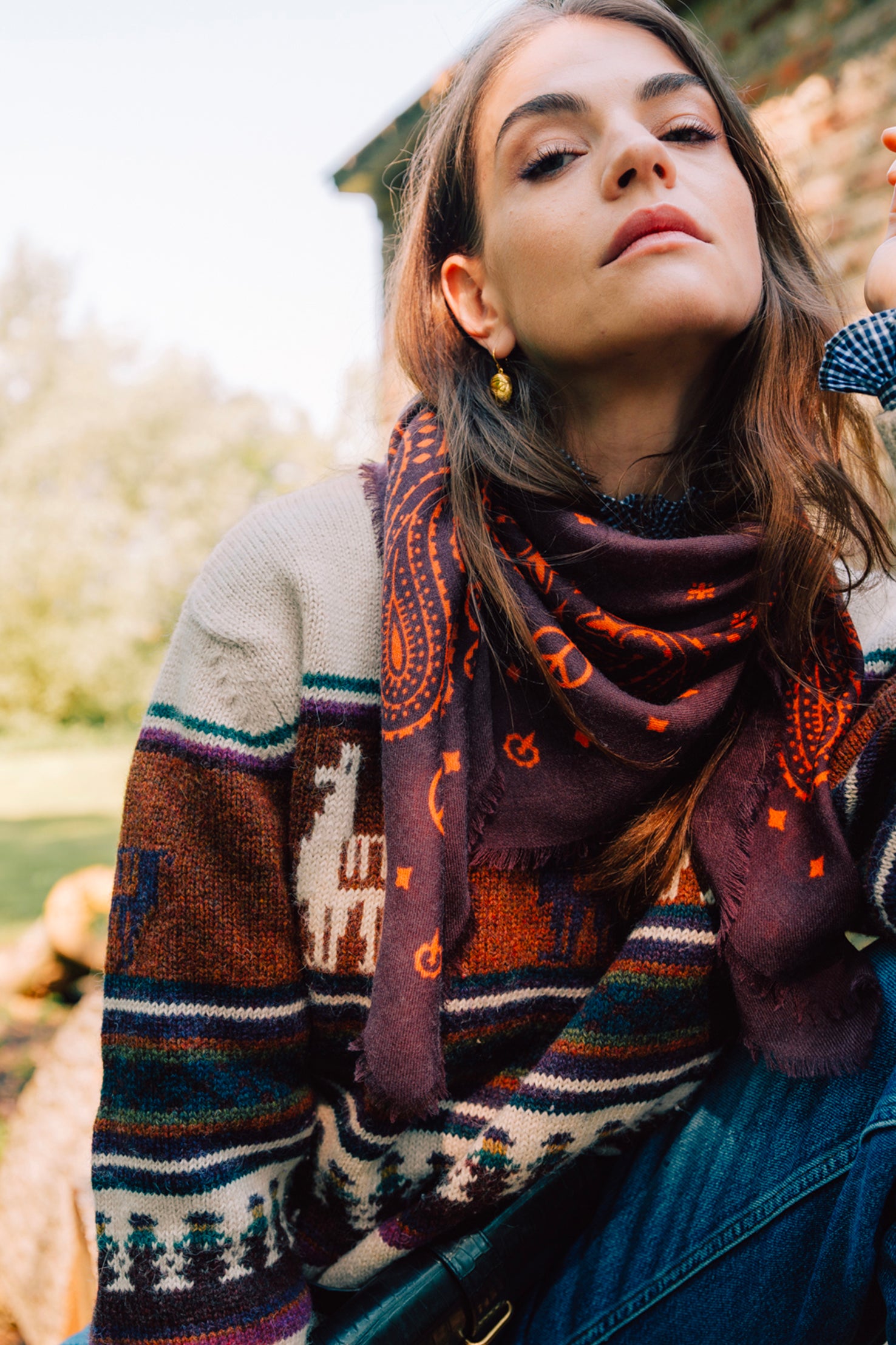 Wool Bandanas - Fudge - Paprika