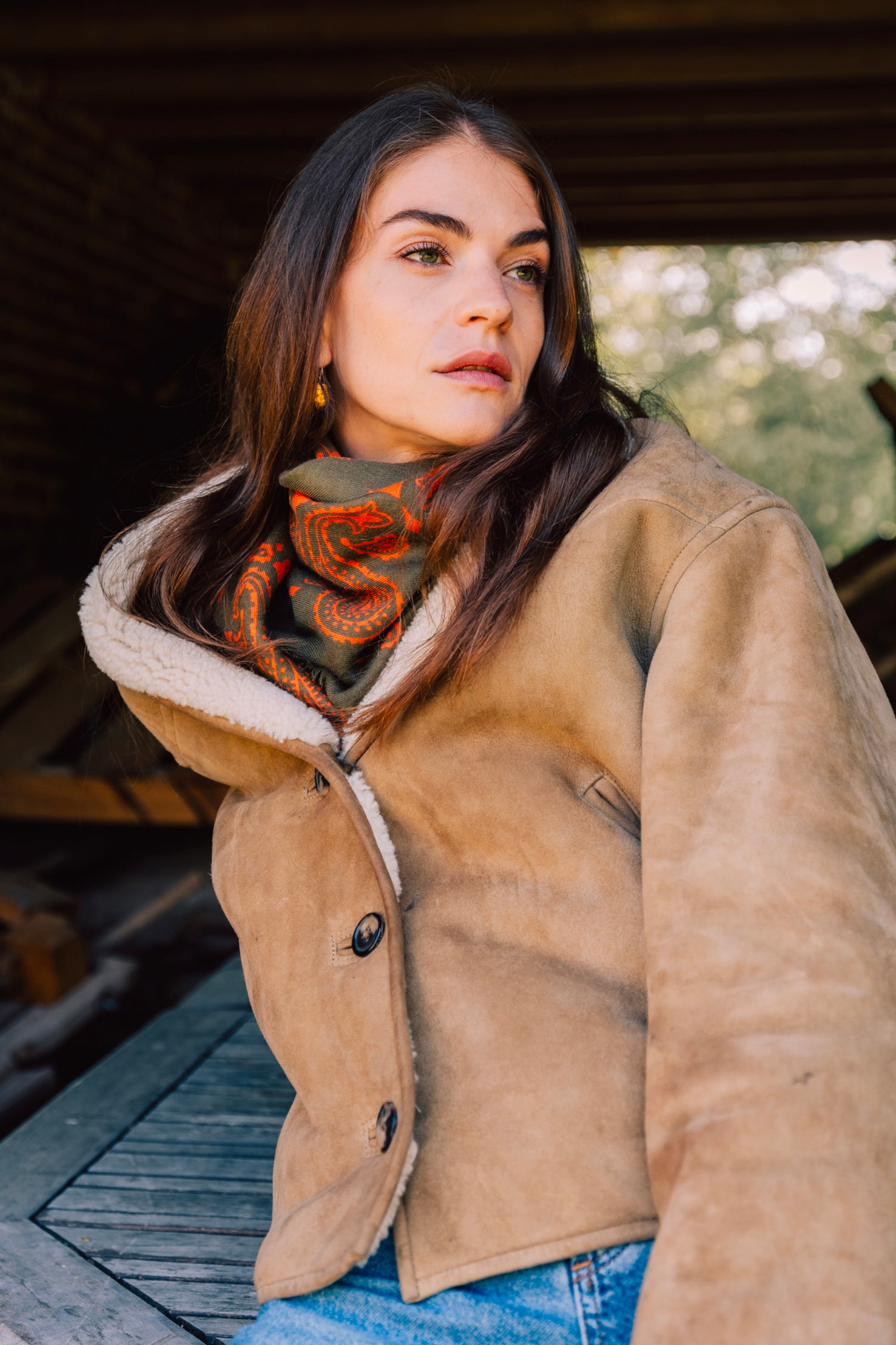 Wool Bandanas - Olive - Paprika