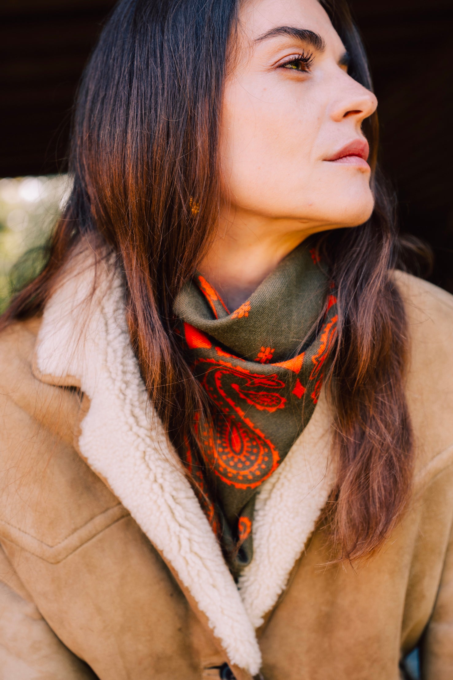 Wool Bandanas - Olive - Paprika