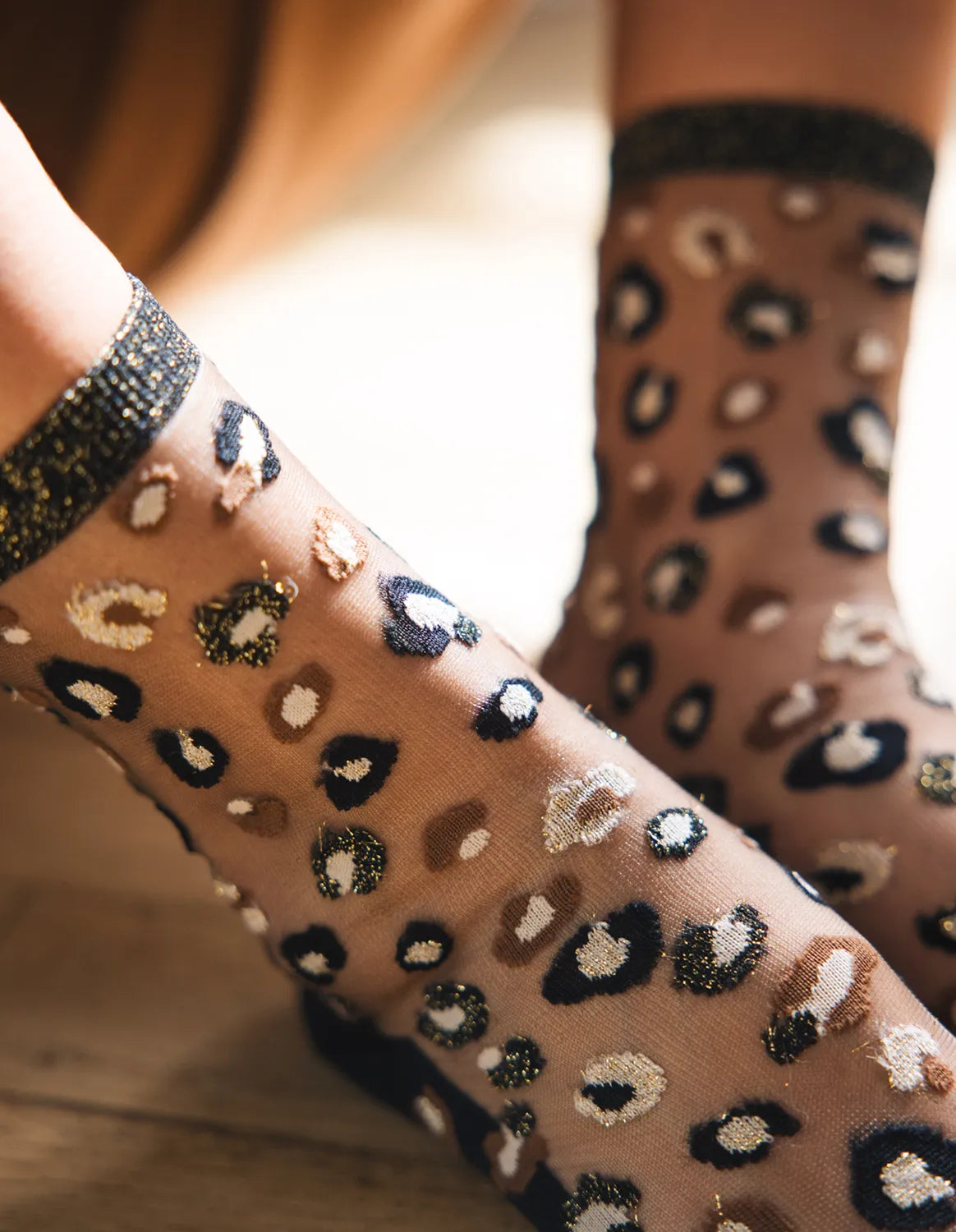 Sheer Leopard Socks — Horseshoe Bend Gold