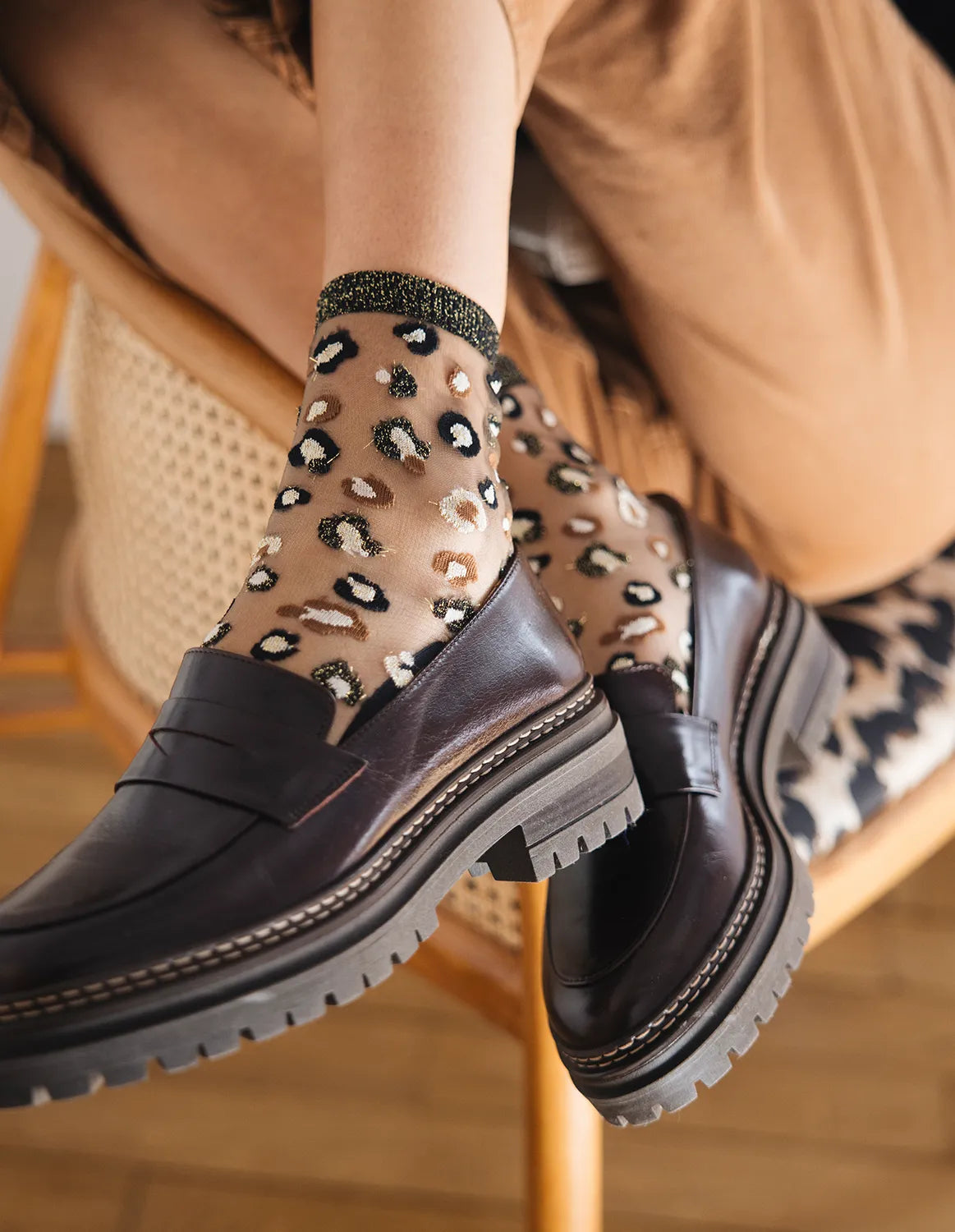 Sheer Leopard Socks — Horseshoe Bend Gold