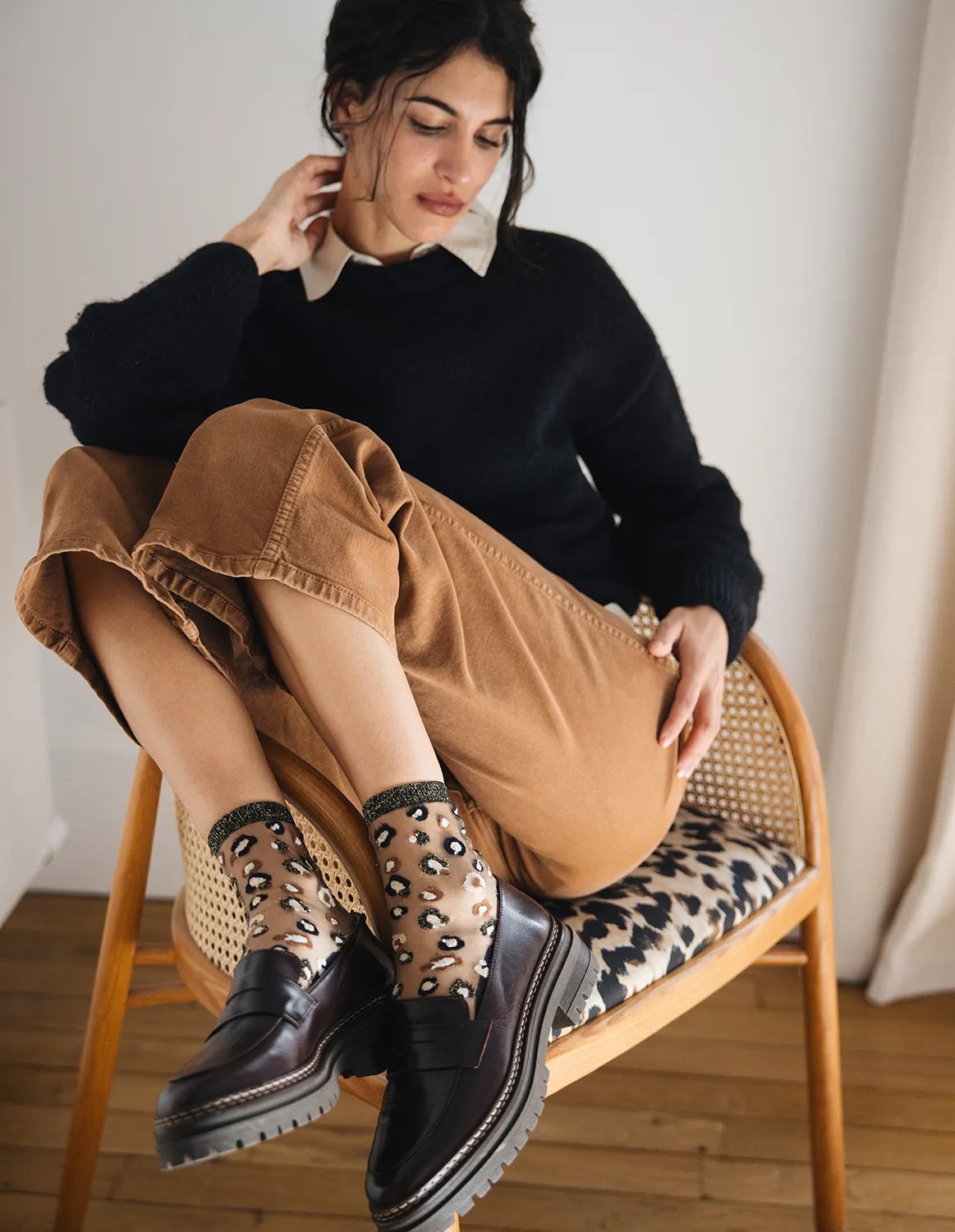 Sheer Leopard Socks — Horseshoe Bend Gold