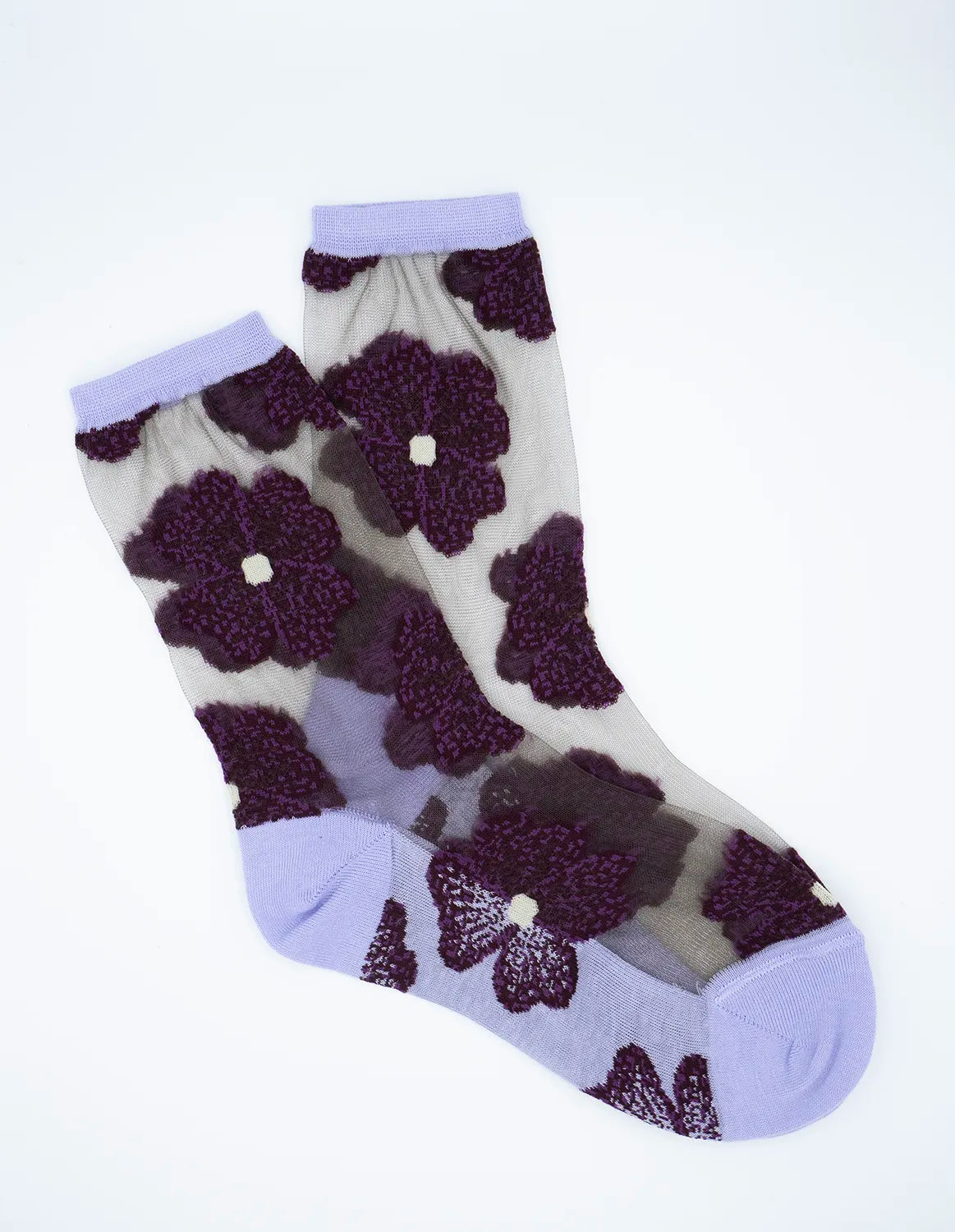 Sheer Floral Socks — Murano Purple
