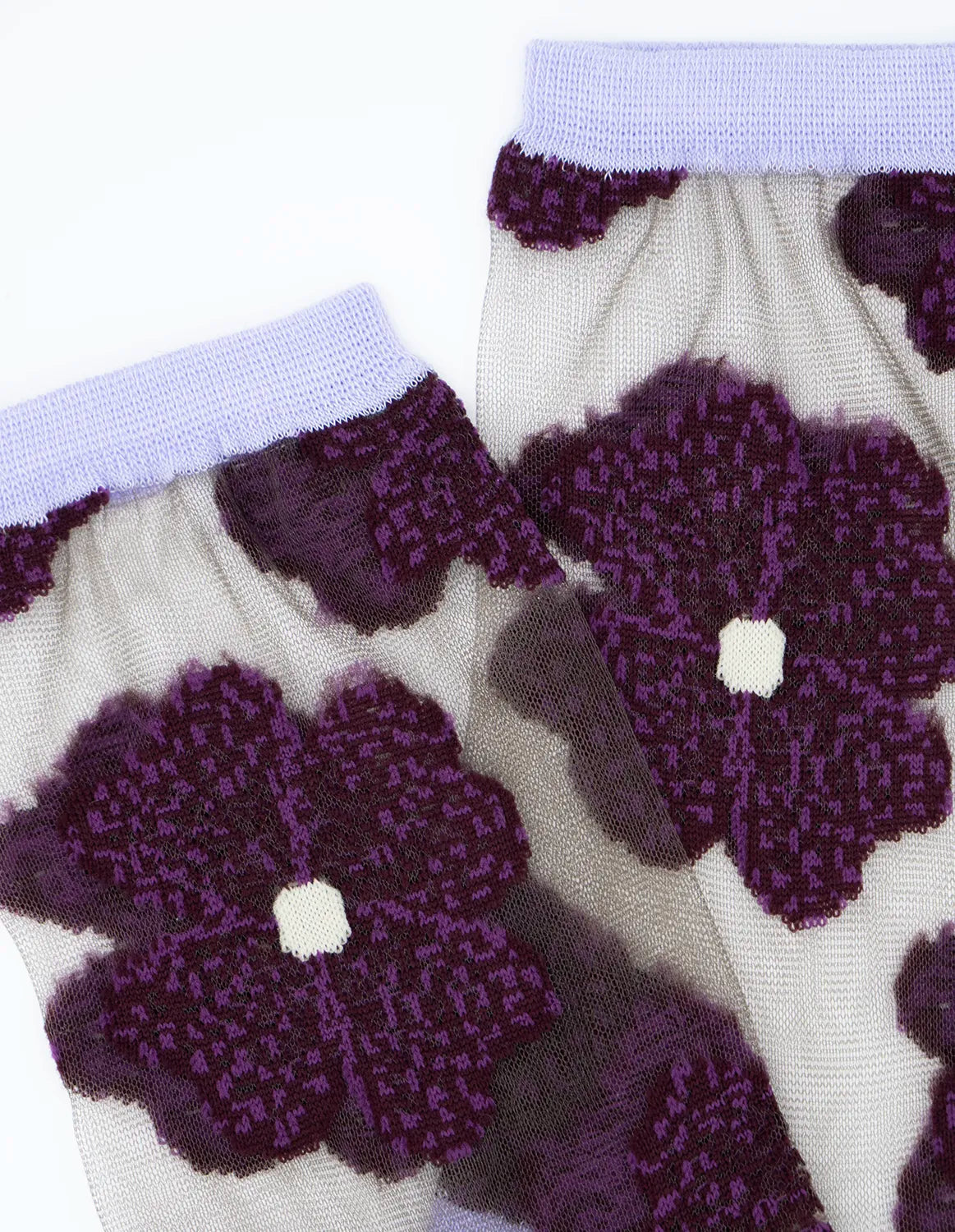 Sheer Floral Socks — Murano Purple