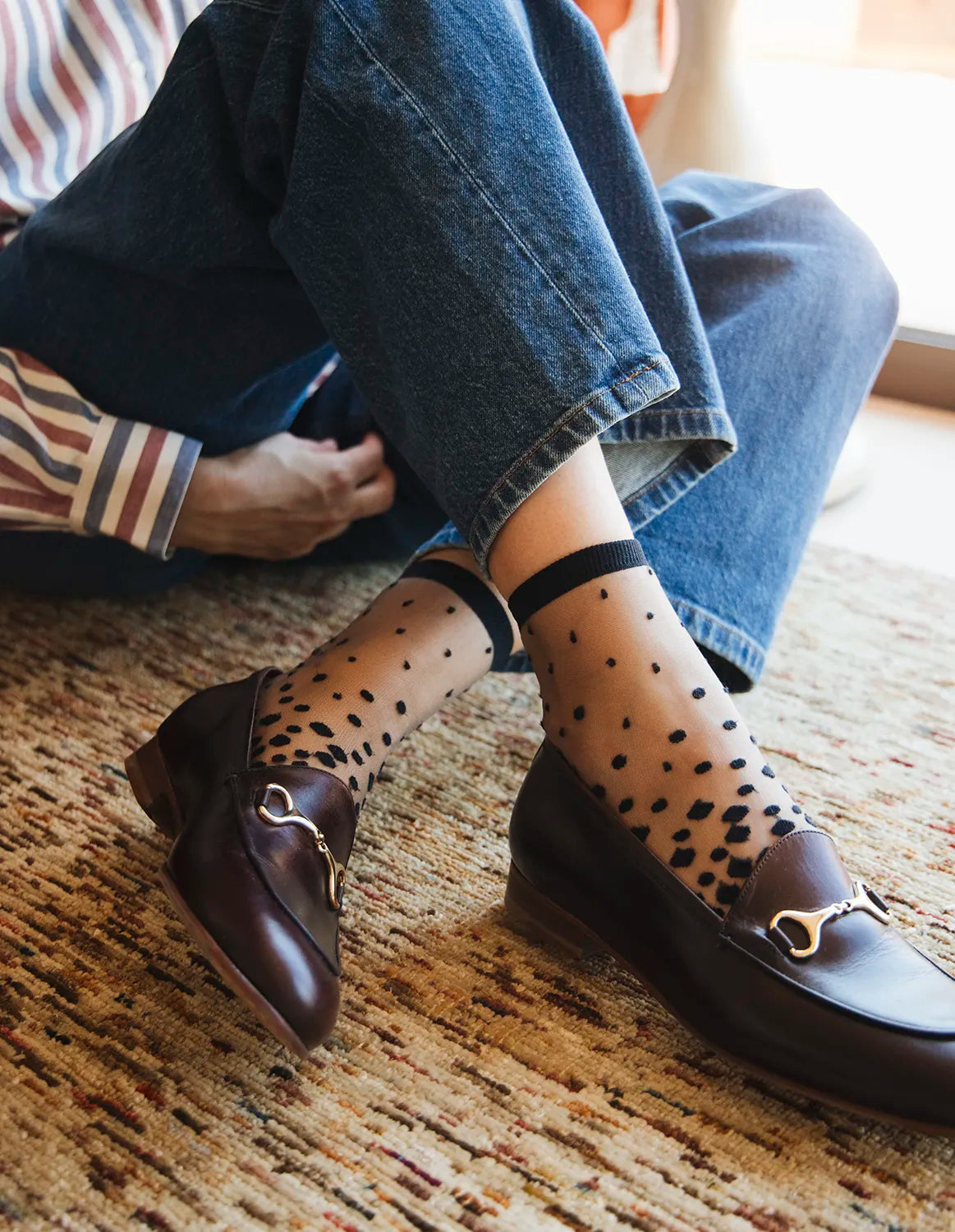 Sheer Polka Dot Socks — Nakameguro Black