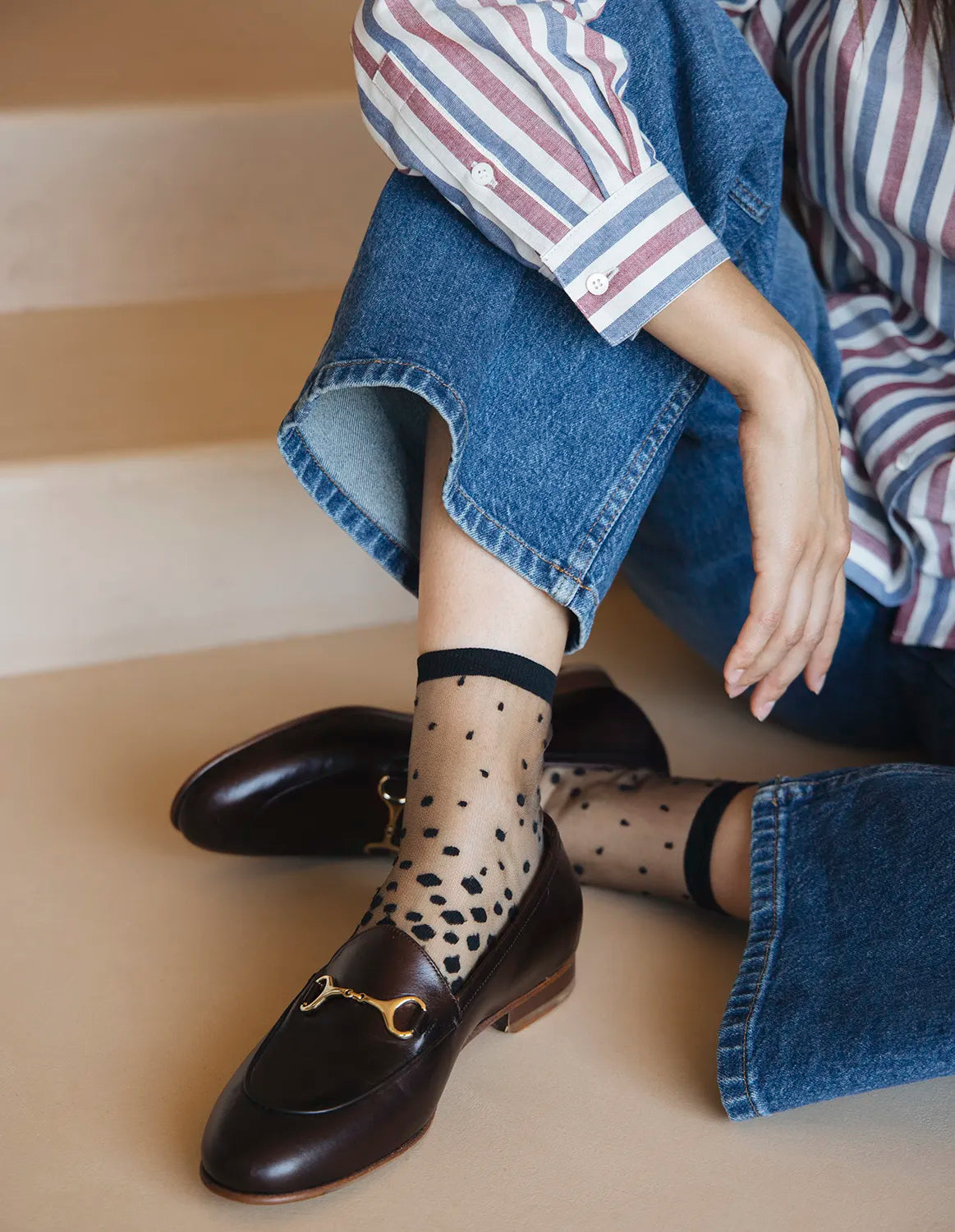 Sheer Polka Dot Socks — Nakameguro Black