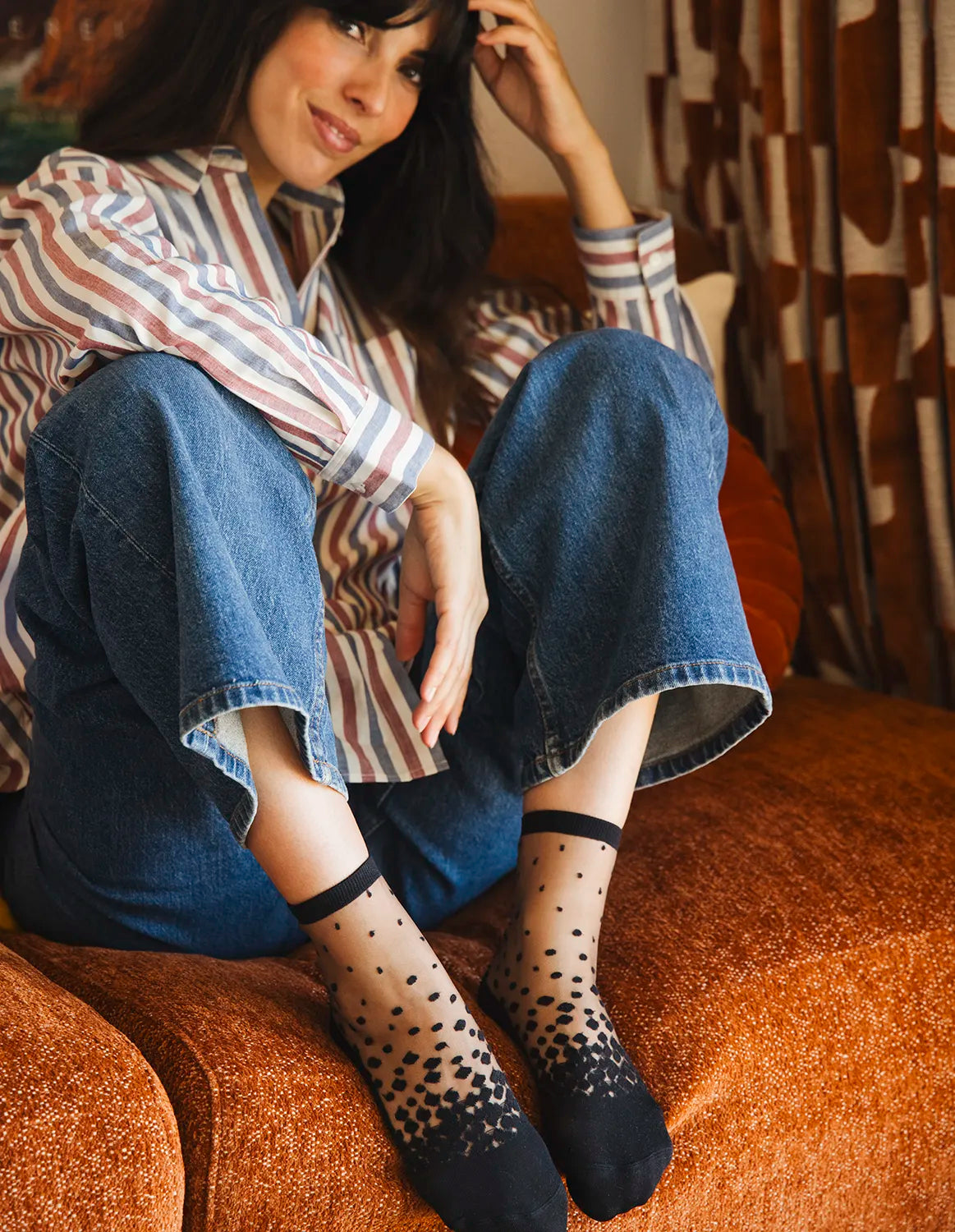 Sheer Polka Dot Socks — Nakameguro Black