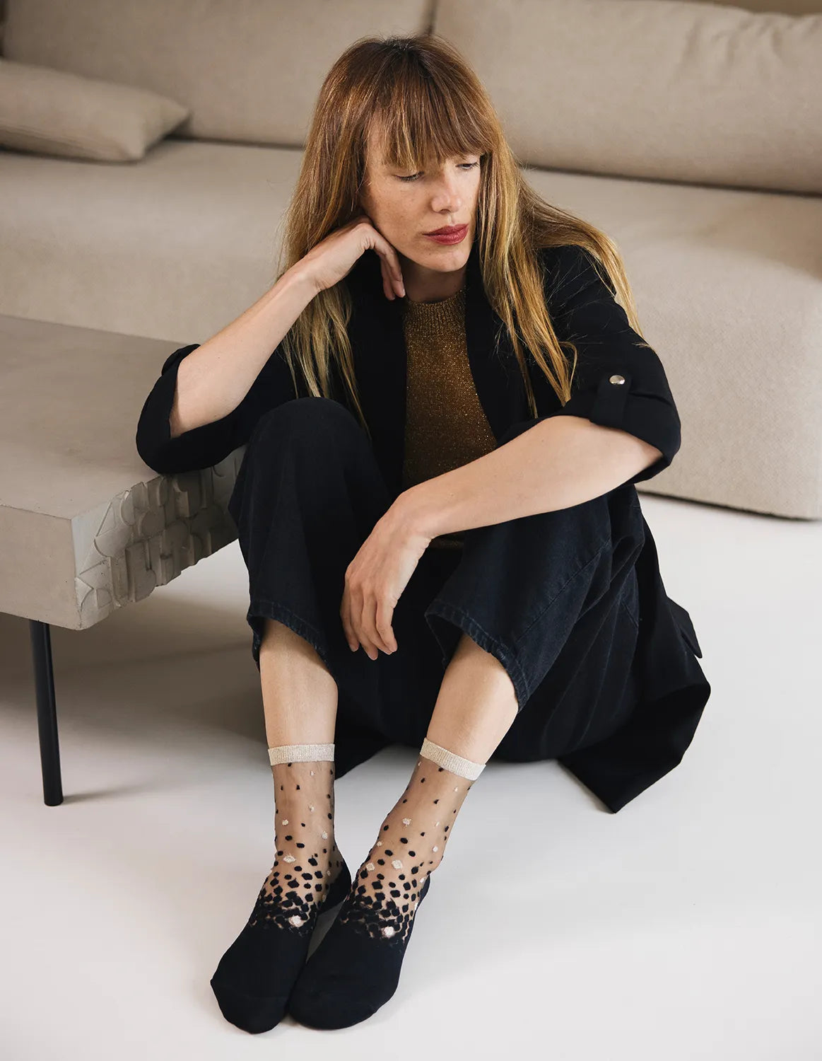 Sheer Polka Dot Socks — Nakameguro Gold