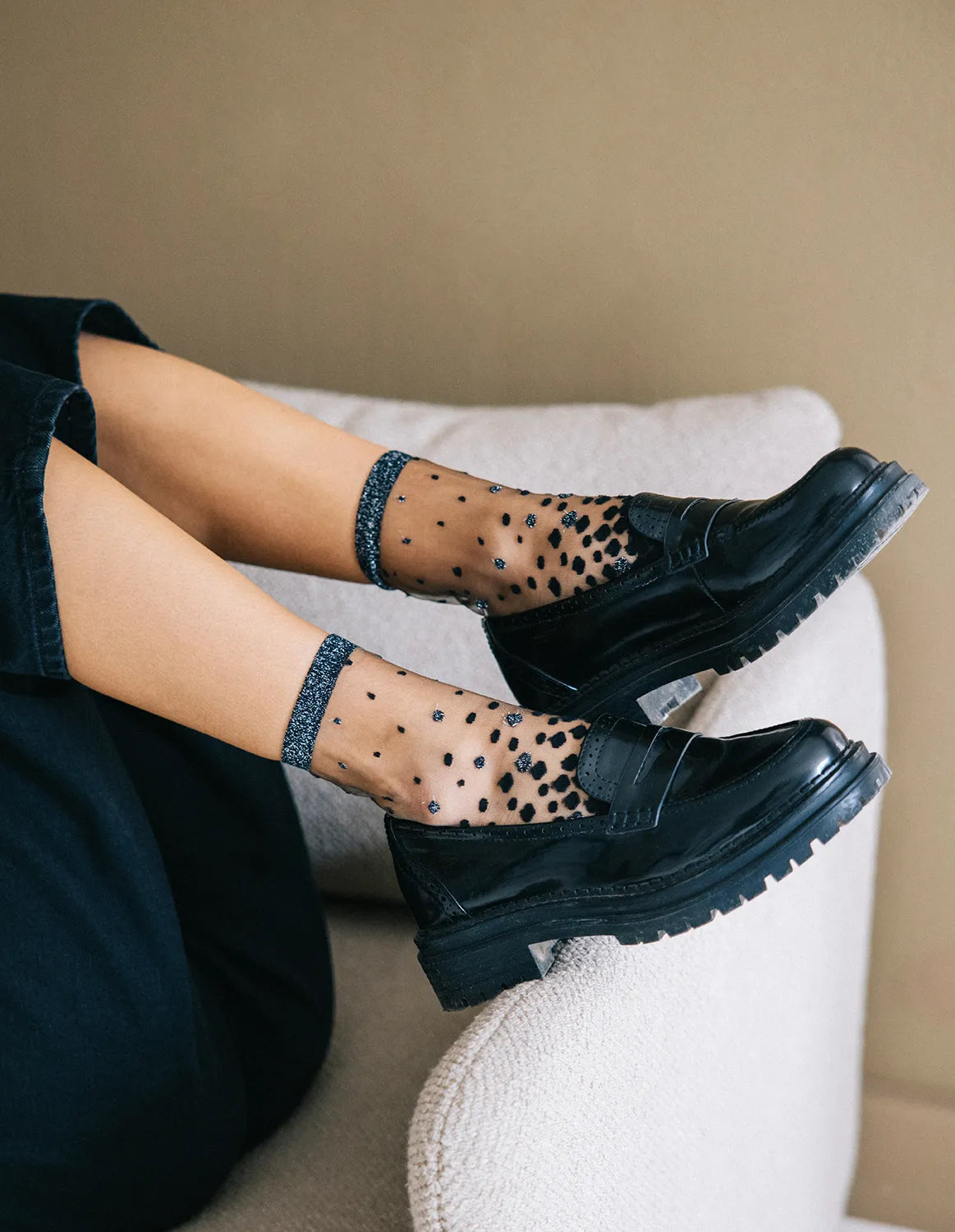 Sheer Polka Dot Socks — Nakameguro Silver