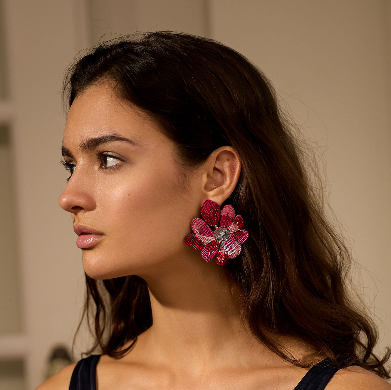 Dulce Floral Earrings Magenta