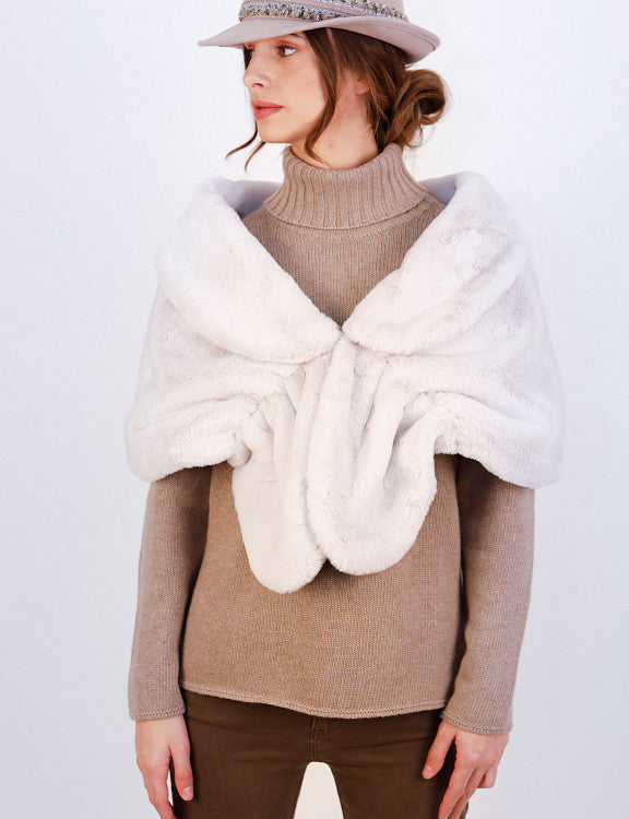 Elizabeth Faux Fur Shrug - Off White