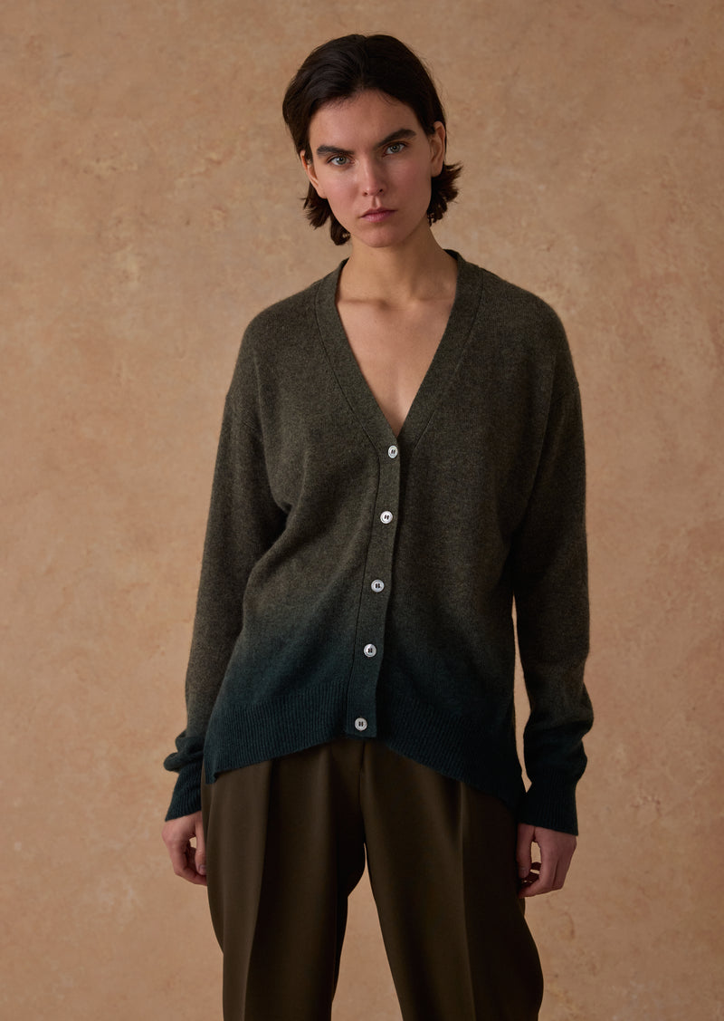 Air Classic Cashmere Cardigan Ombre Army & Timber