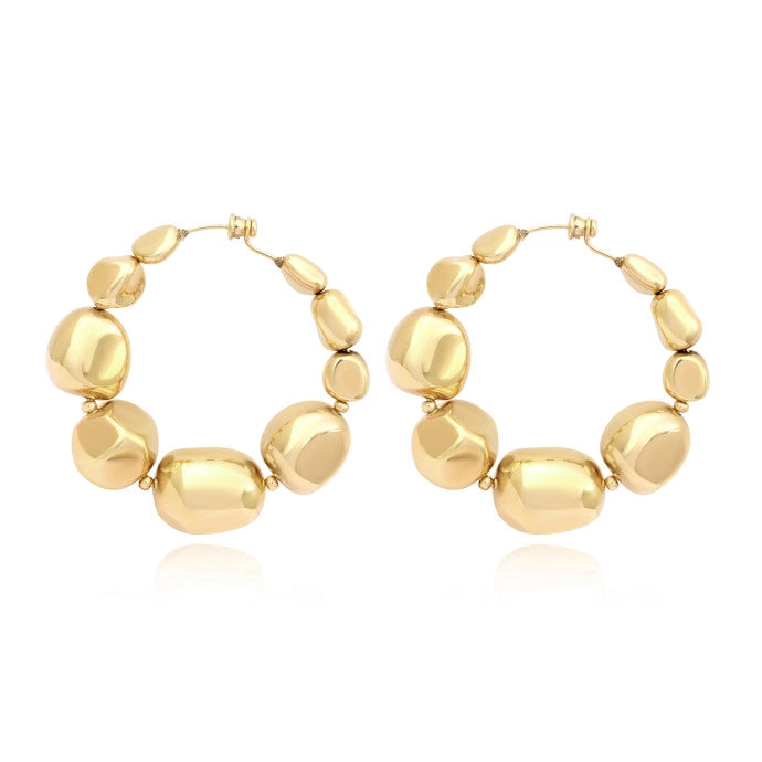 Large Loulou Hoops in Gold-Plated Metal - Gold