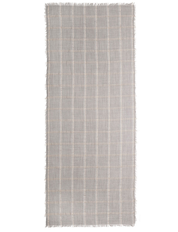 Livia Metallized Check Stole - Grey