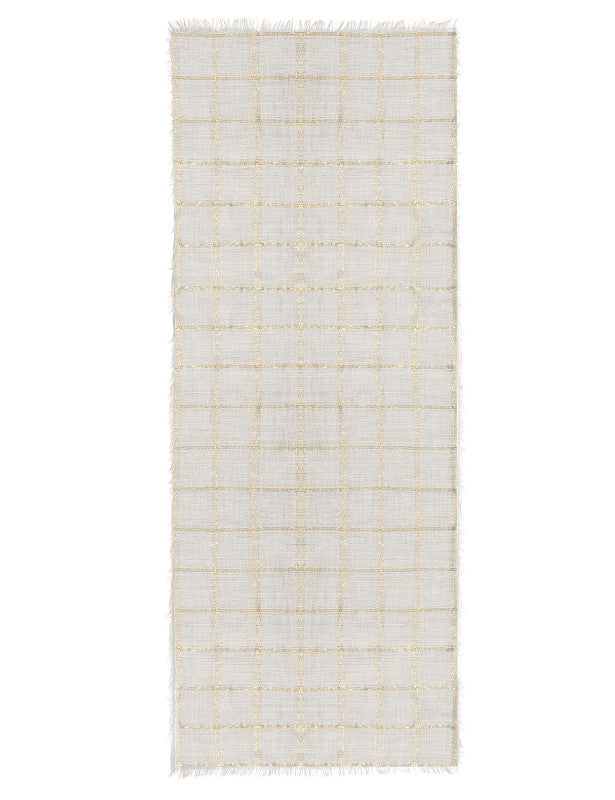 Livia Metallized Check Stole - Ivory