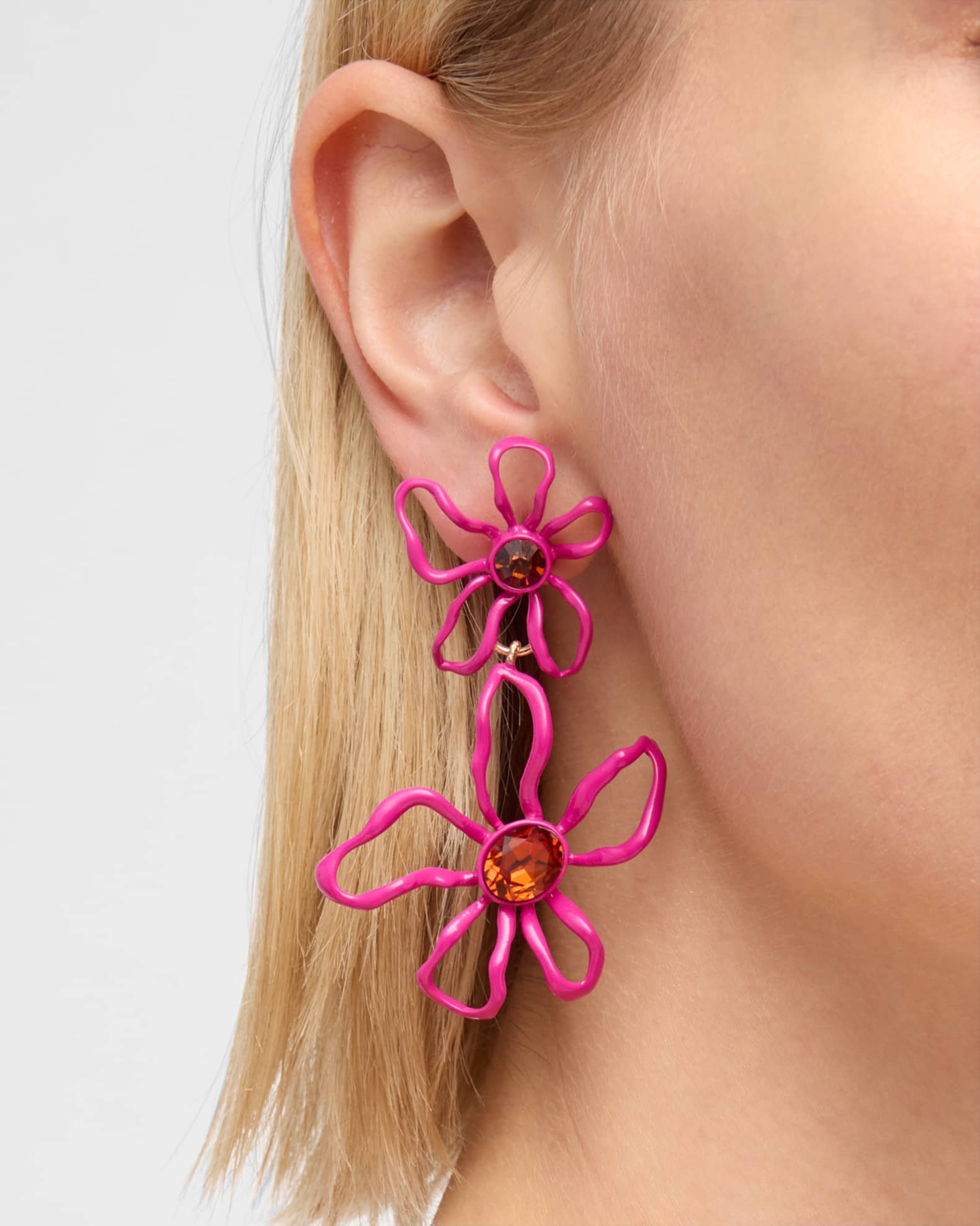 Mildred Lux Flower Earrings Magenta