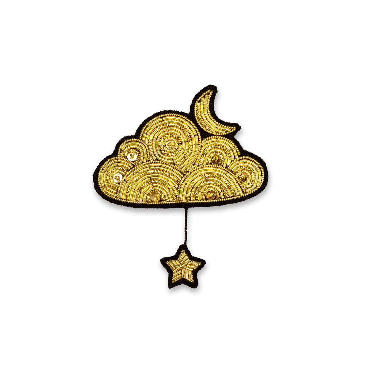 Gold Cloud and Star Brooch