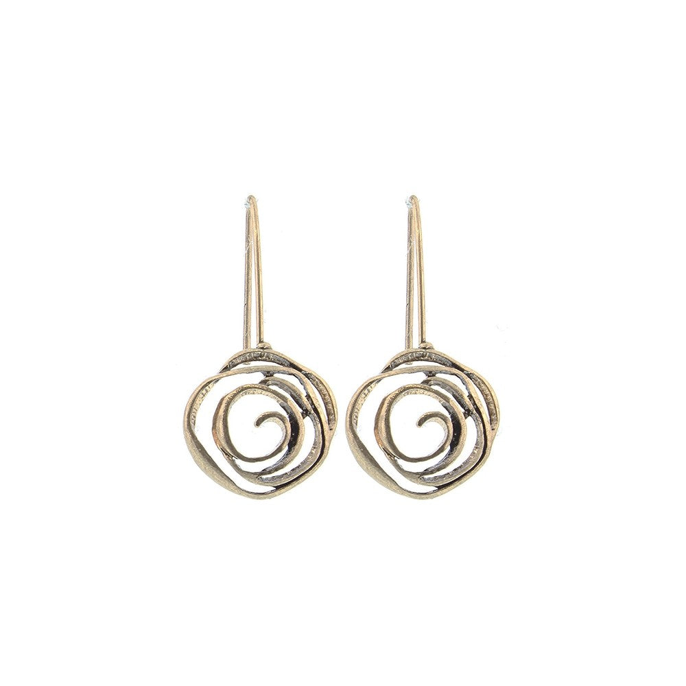 Metal Flower Earrings - Gold