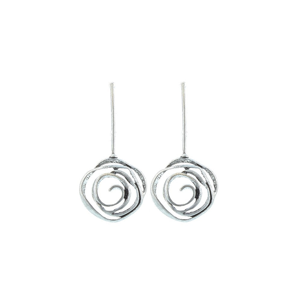 Metal Flower Earrings - Silver