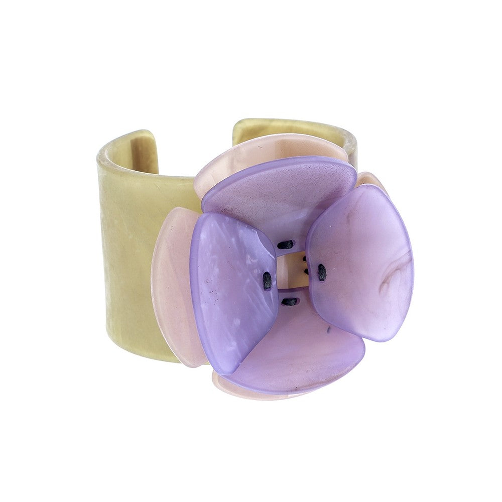 Open Resin Flower Bracelet - Lt Pink / Lilac