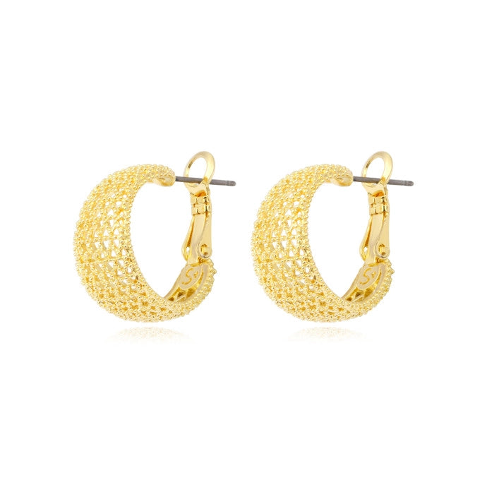 Small Betty Hoop Earrings In Chiseled Gold-Plated Metal - Gold
