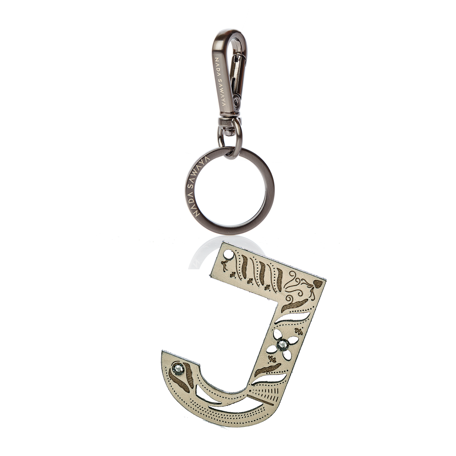 One Large J-Letter Leather Charm- Beige