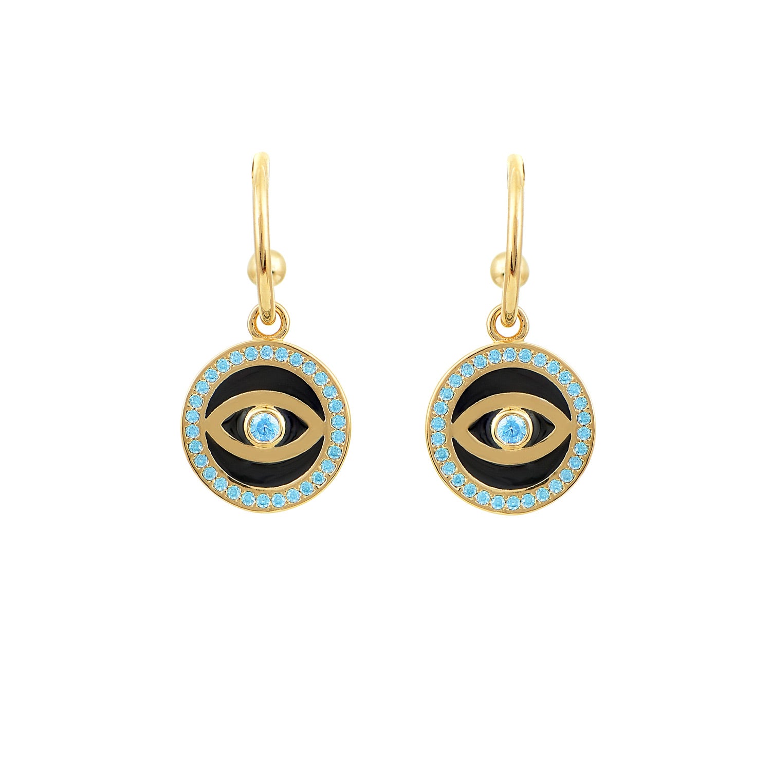 Eye Enamel Earrings - Blue