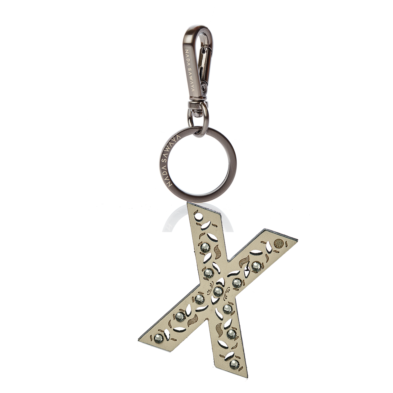 One Large X-Letter Leather Charm- Beige