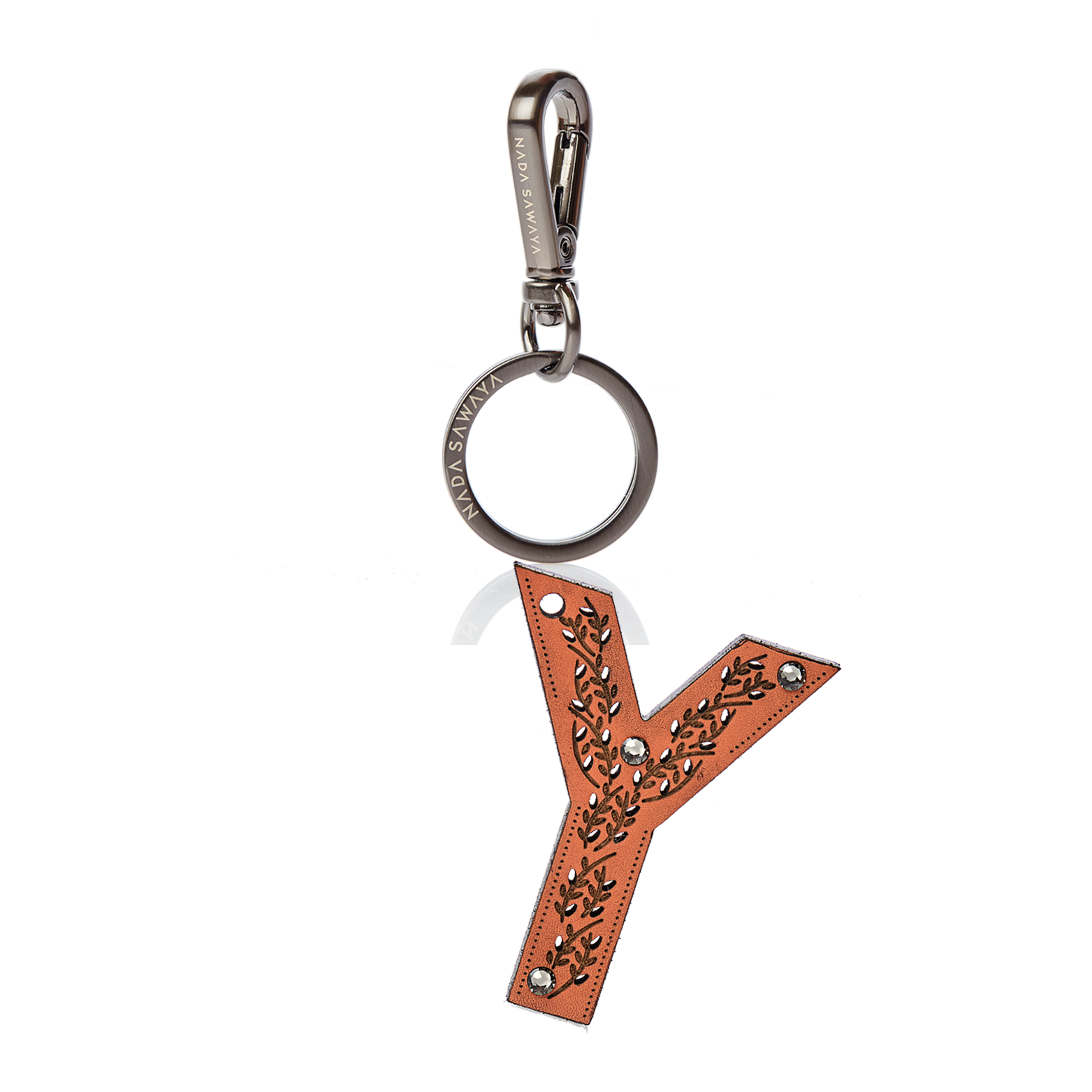 One Large Y-Letter Leather Charm- Coral