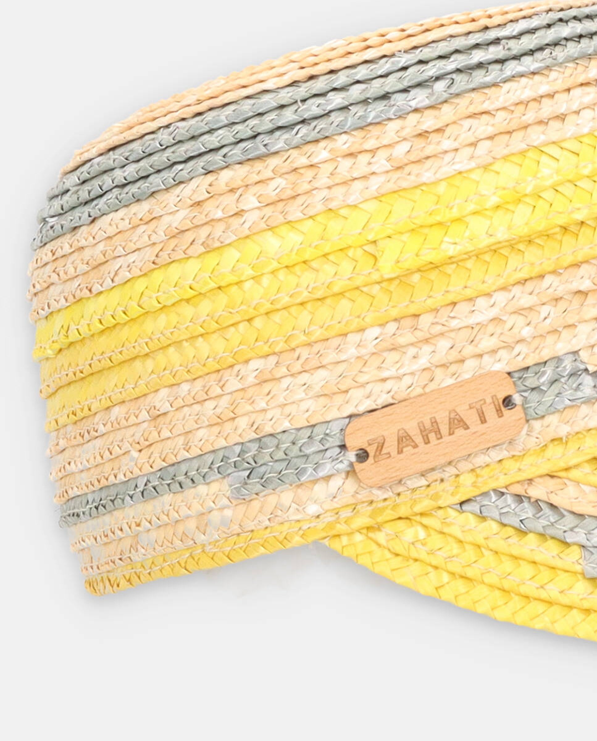 Striped Straw Cap - Yellow / Grey