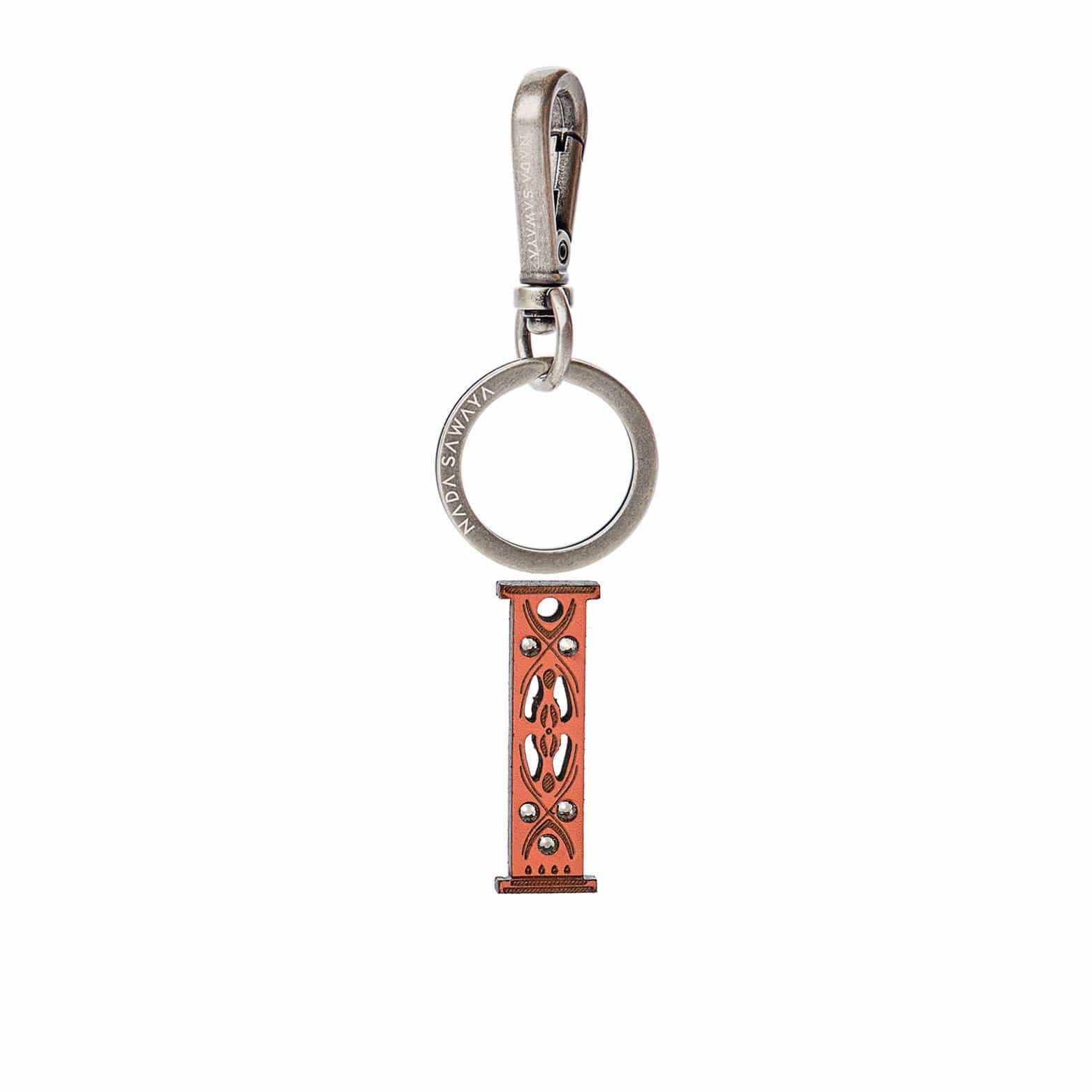 FL by NADA SAWAYA Bag Charm Small-i / Antic Silver / Coral 1-Letter Small Laser Cut Leather Charm