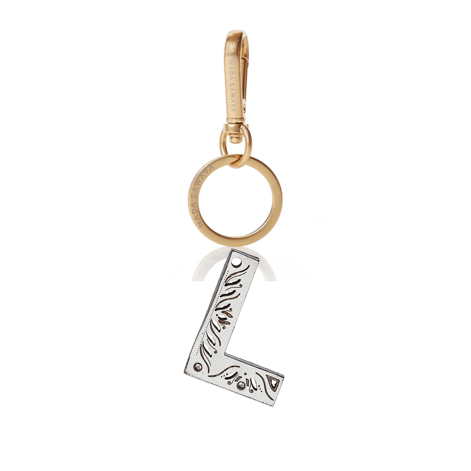 FL by NADA SAWAYA Bag Charm Small-l / Brass Gold / White 1-Letter Small Laser Cut Leather Charm