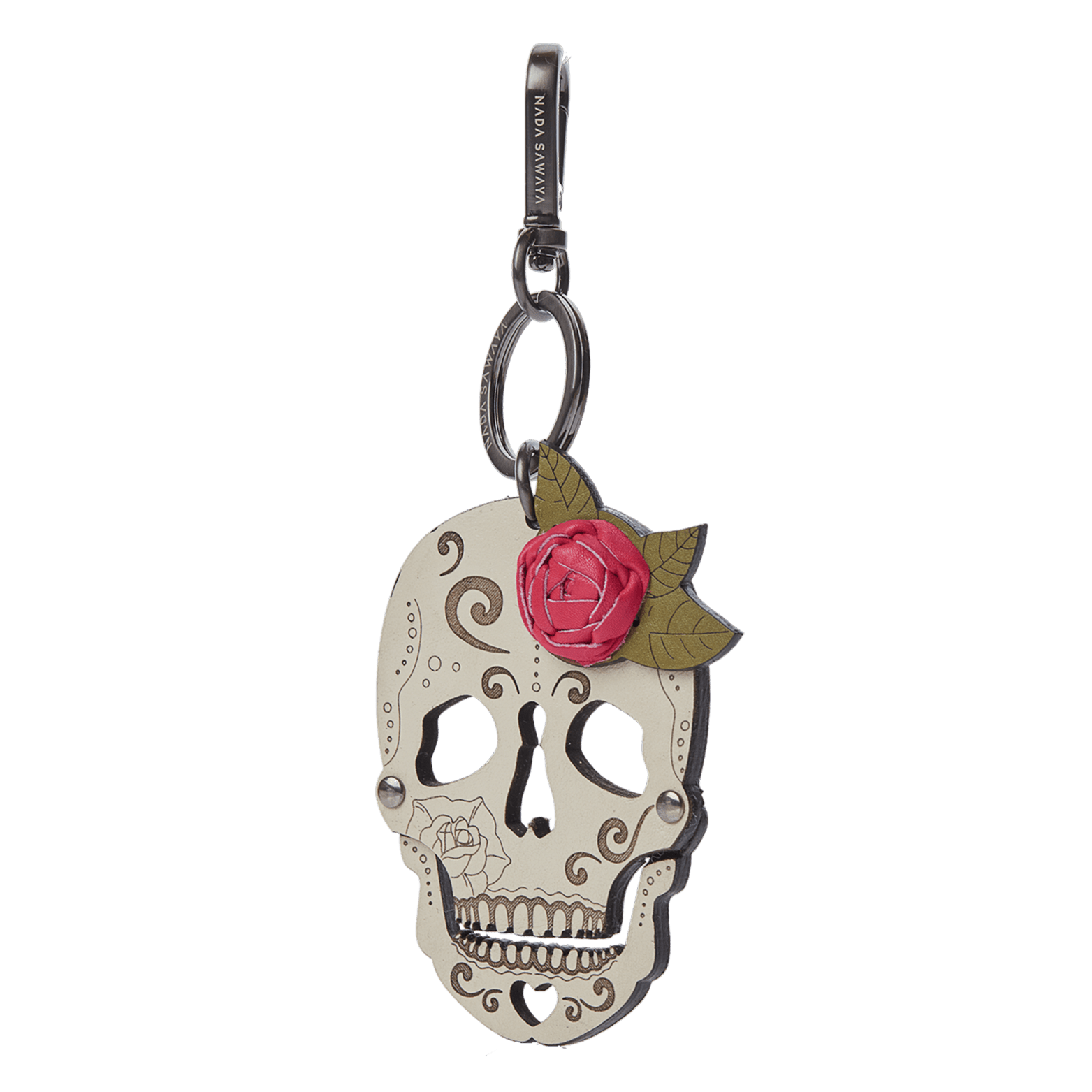 FL by NADA SAWAYA Bag Charm Pink Skull Laser Cut Leather Charm