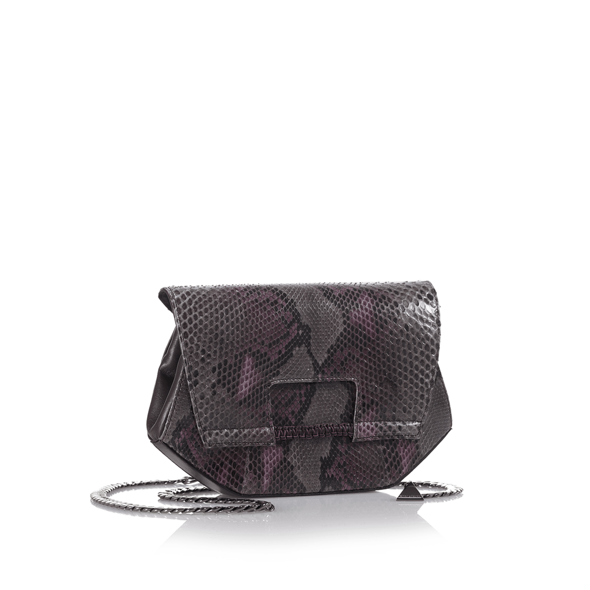 patchwork mini clutch python cream-turquoise – otra... Alma Clutch - Purple / Grey